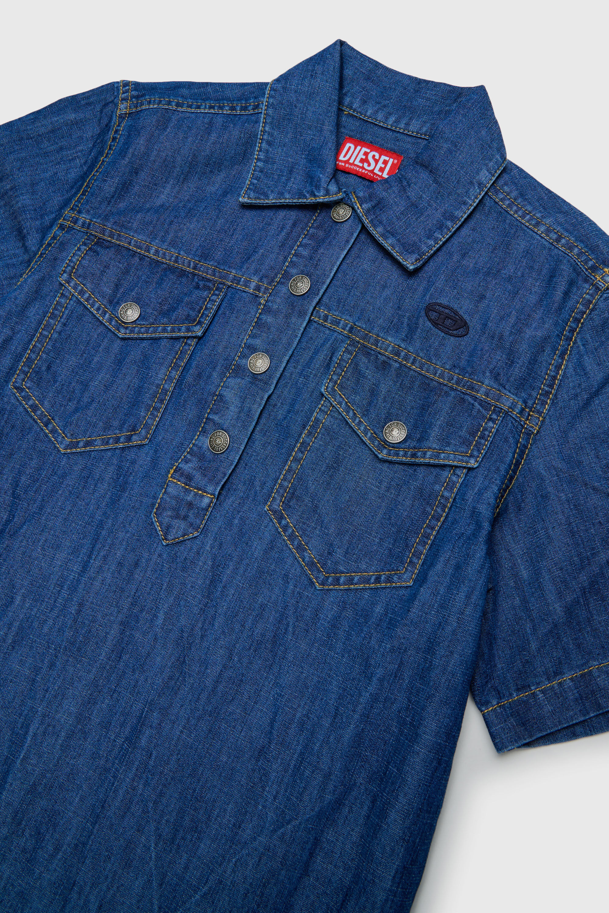 Diesel - DARYL, Woman's Denim shirt dress with ruffled hem in Medium blue - 3