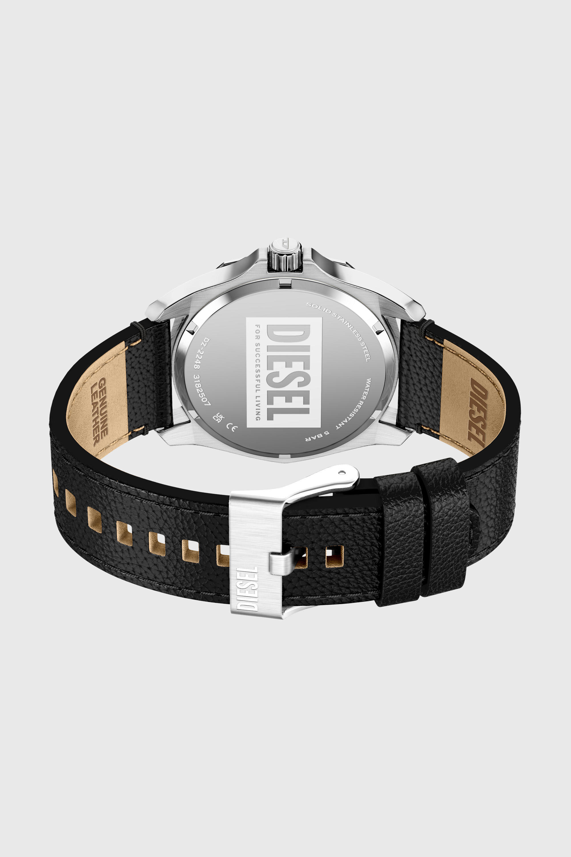 Diesel - DZ2248 WATCH, Man's Stinger black leather watch in Black - 4