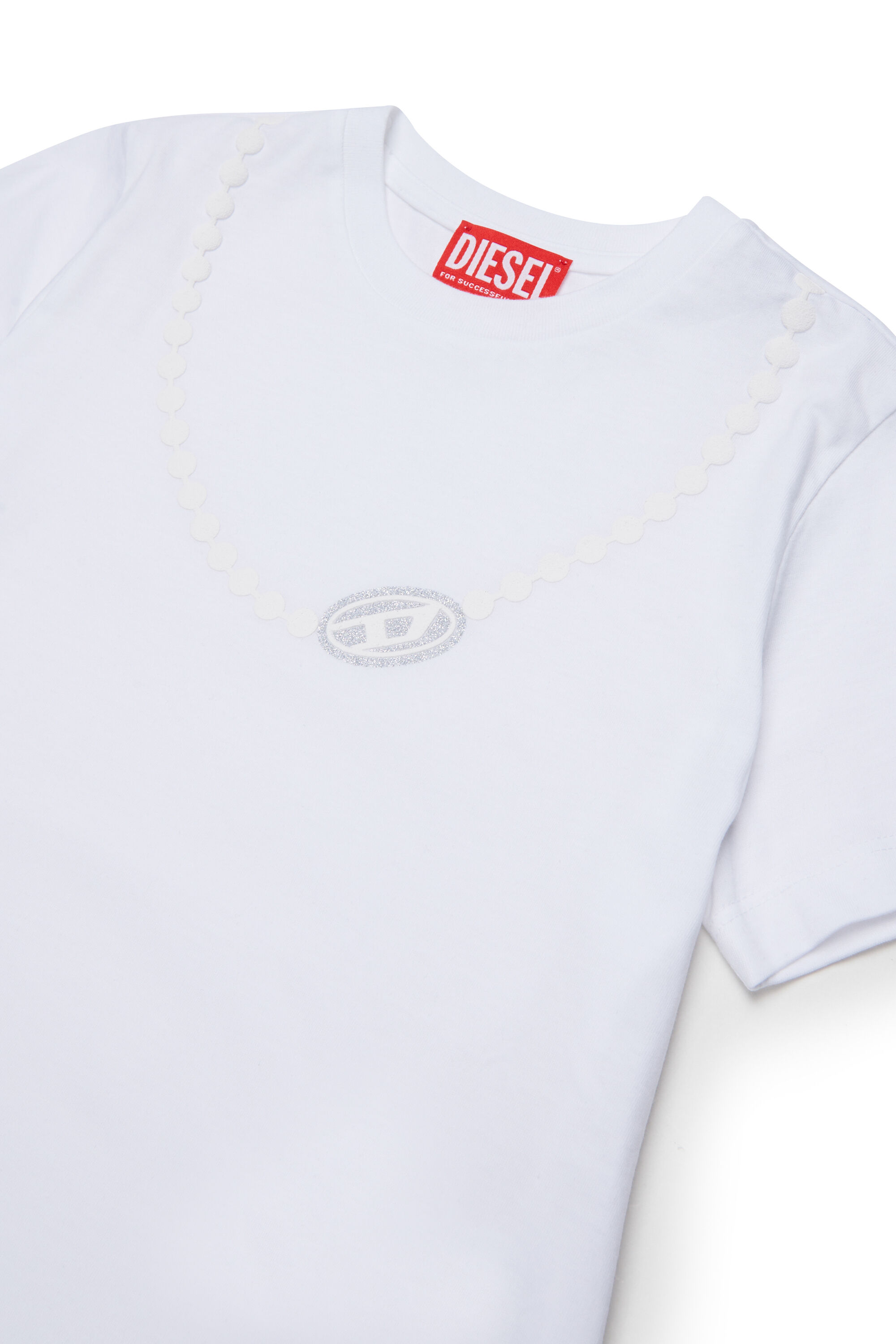 Diesel - TICLA, Woman's Cotton T-shirt with necklace print in White - 3