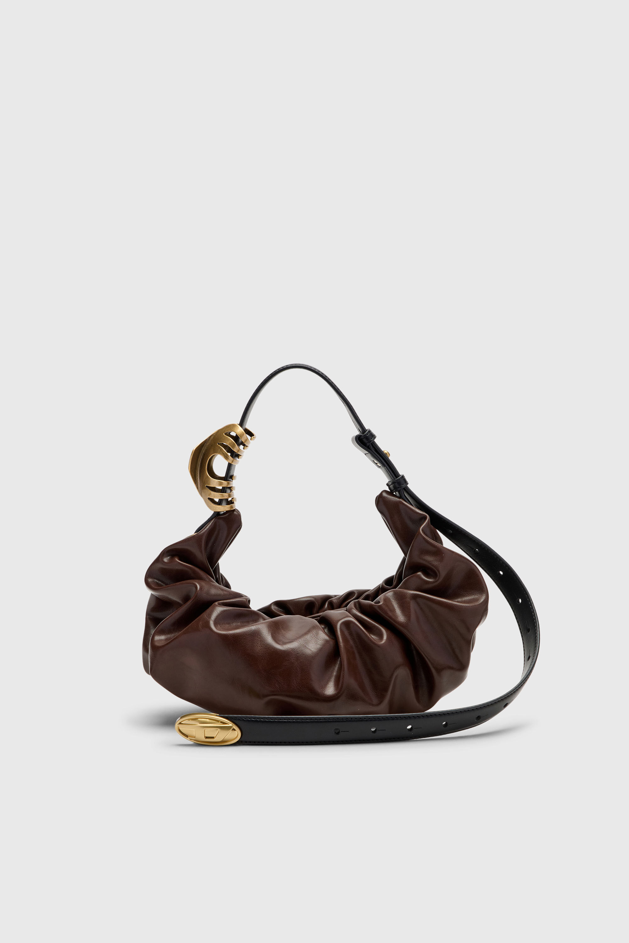 Diesel - GRAB-D HOBO S, Woman's Grab-D-Small scruched hobo bag in Dark Brown - 2