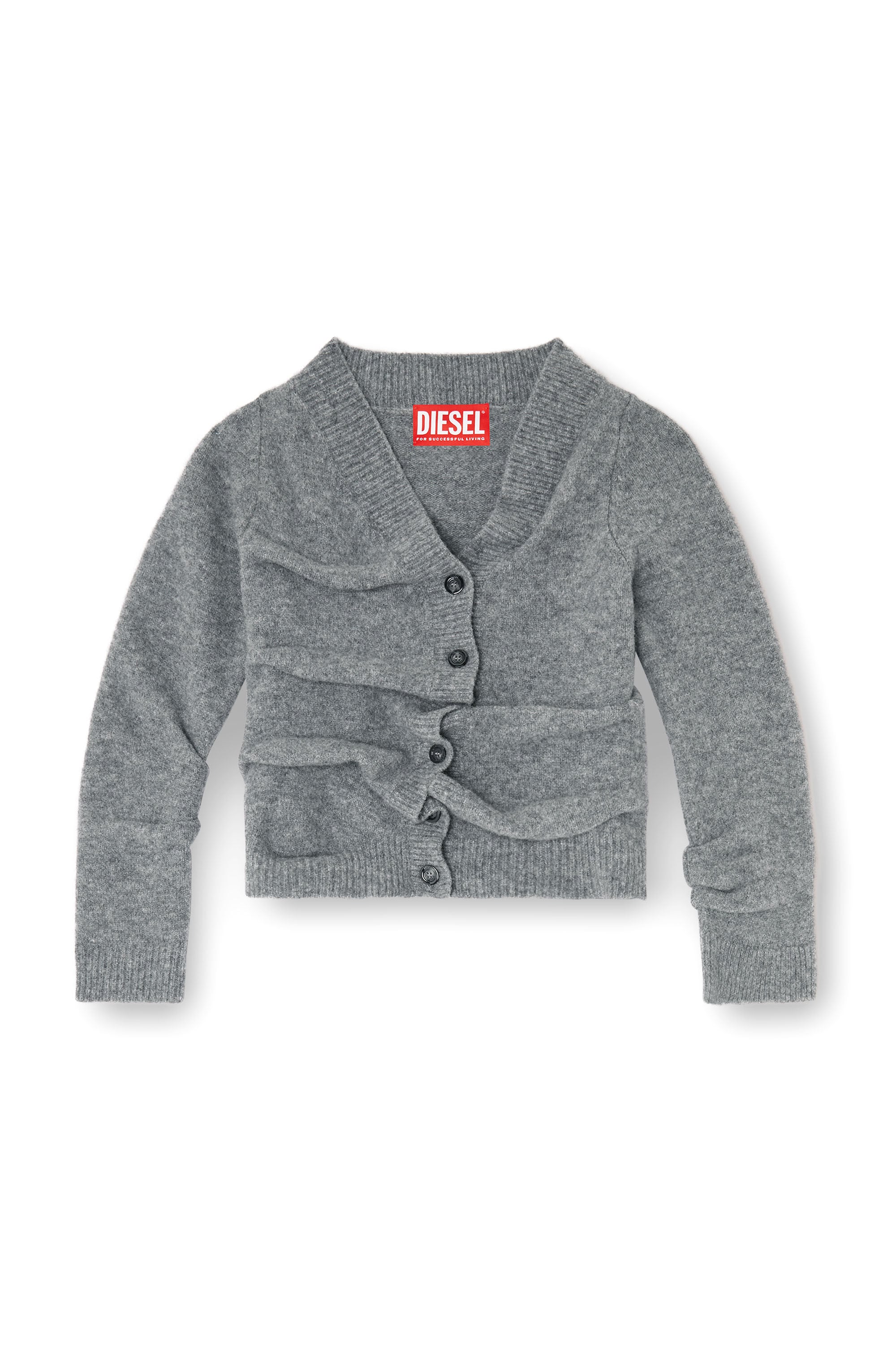 Diesel - M-AVA, Woman's Cropped cardigan in wrinkled boiled knit in Grey - 2