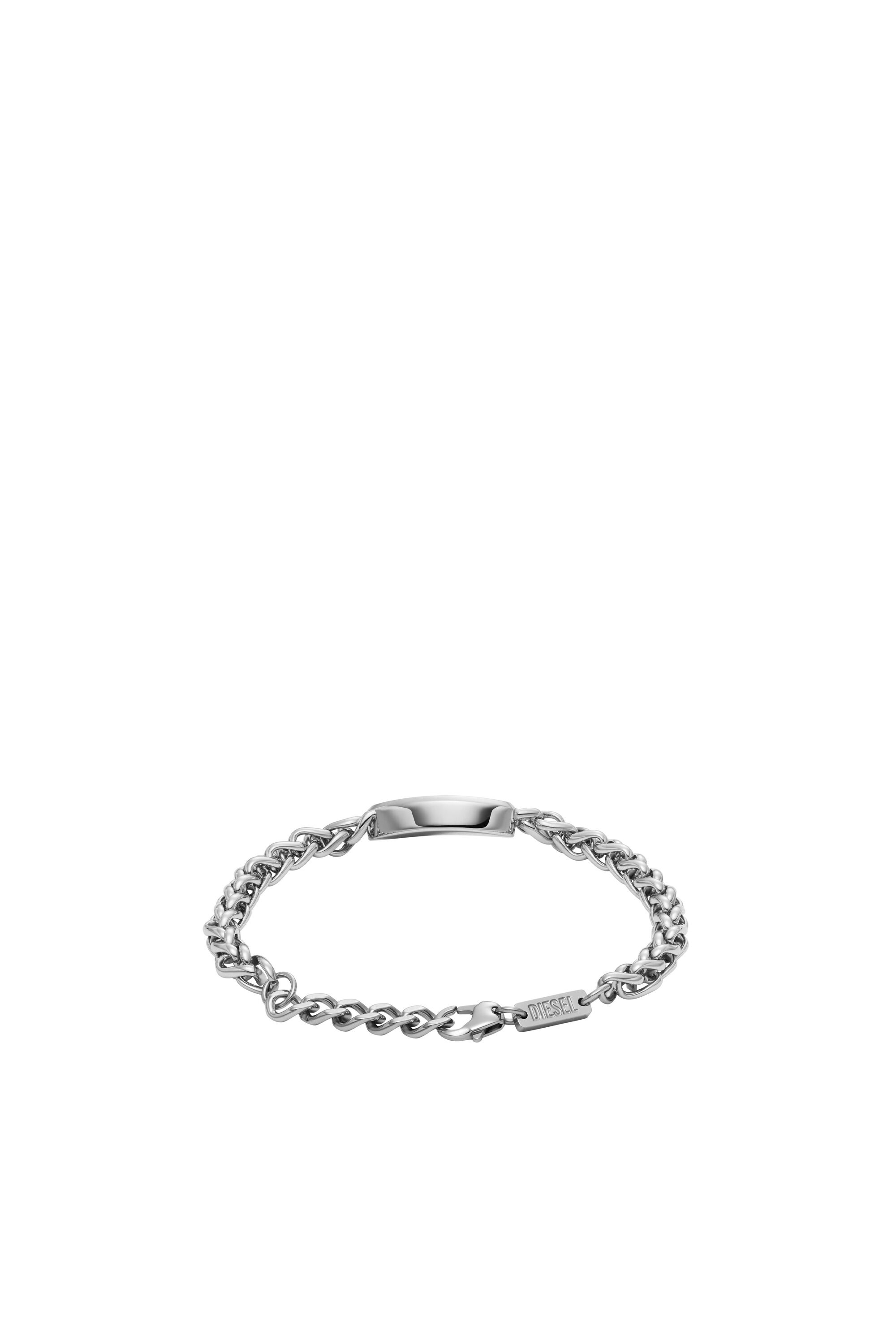Diesel - DX1445, Unisex Red enamel and stainless steel chain bracelet in Silver - Image 2