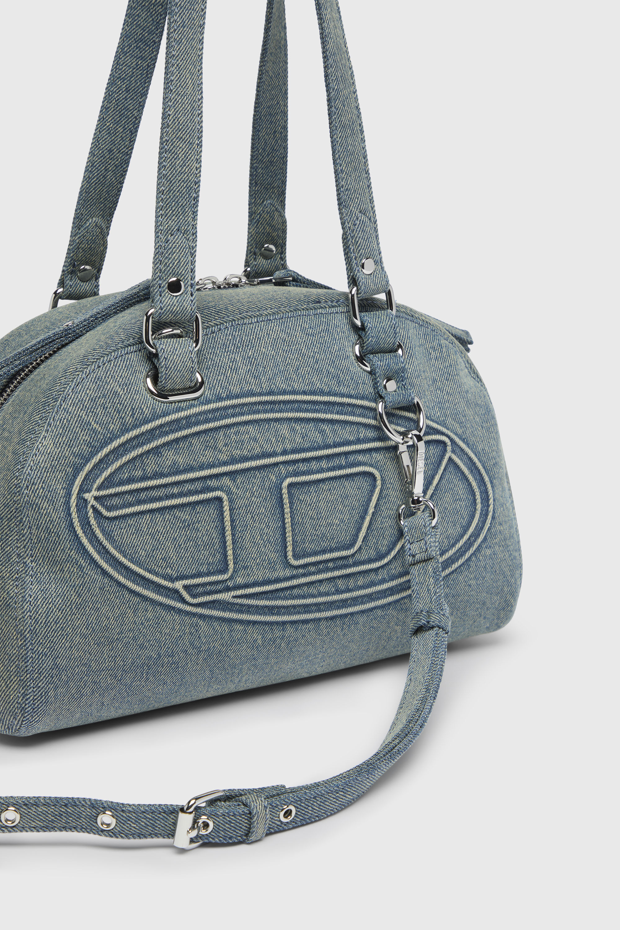 Diesel - 1DR DOME SOFT SHOULDER, Unisex's 1DR Dome-Shoulder bag in denim with Oval D logo in Light Blue - 6