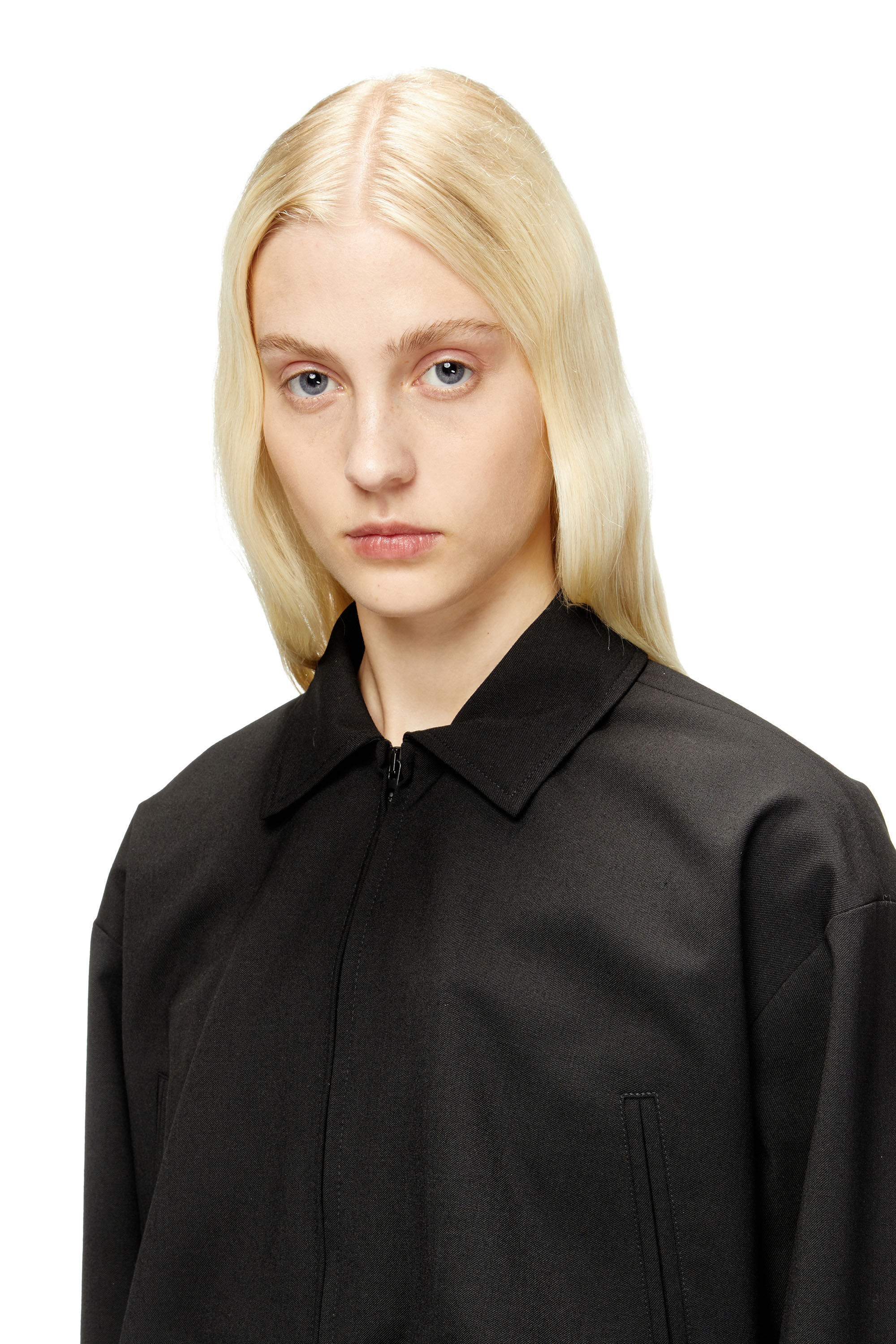 Diesel - J-TING-FEM-R2, Woman's Cropped jacket in tailoring fabric and nylon in Black - 5
