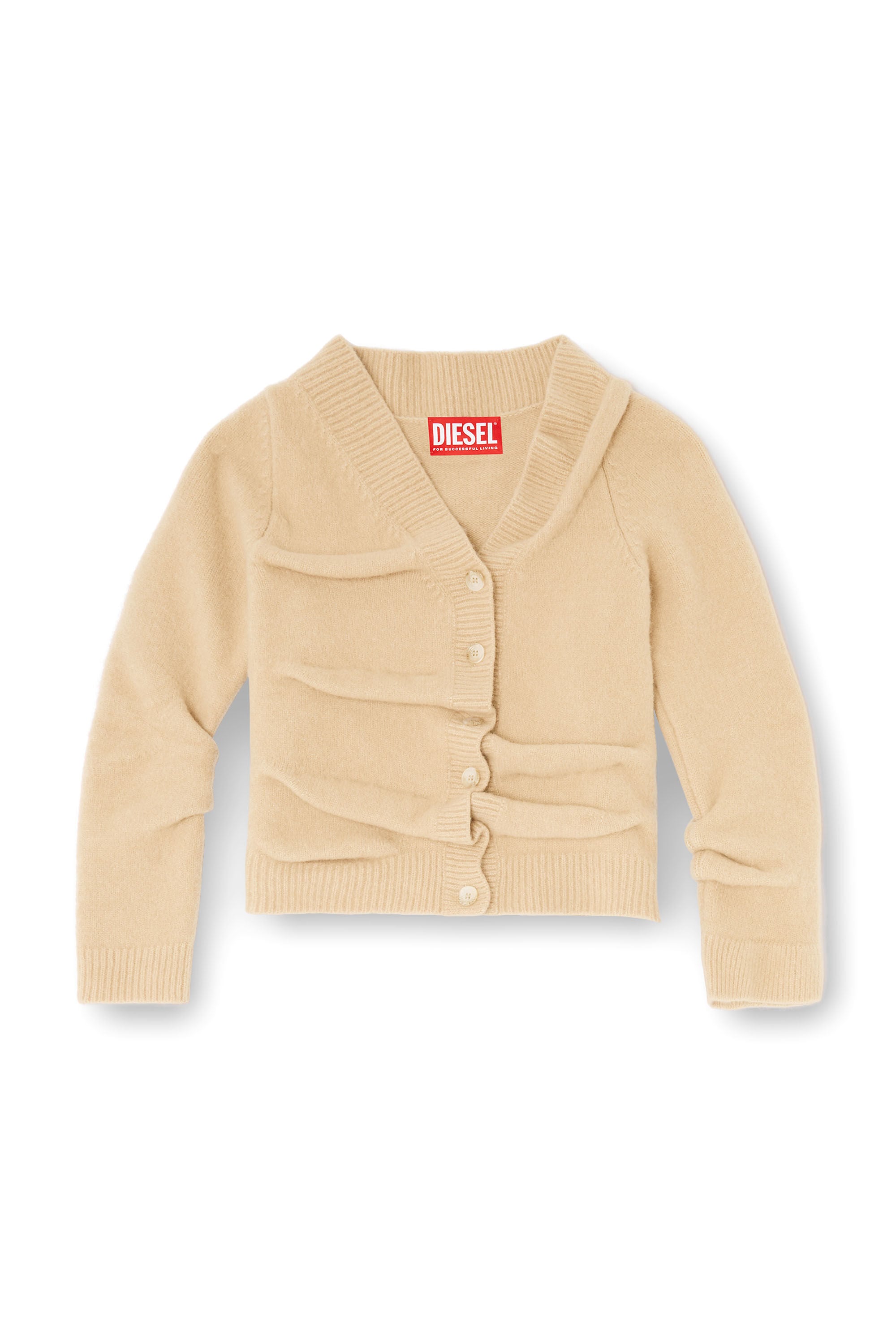 Diesel - M-AVA, Woman's Cropped cardigan in wrinkled boiled knit in Beige - 2
