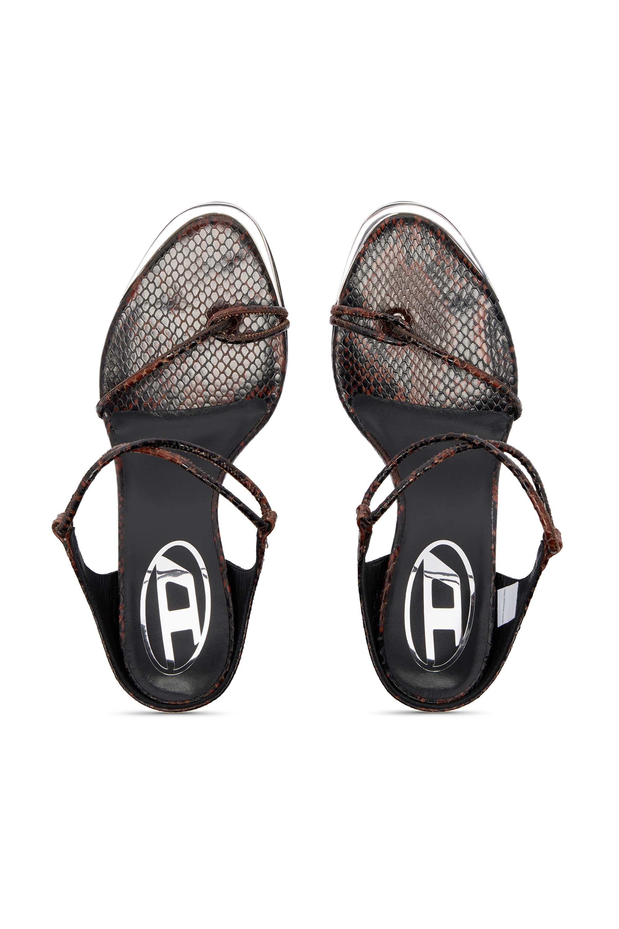 Diesel - D-DIAM'S INFRA LACE 90, Woman's D-Diam's-Thin cord sandal in croc-effect leather in Brown - 5