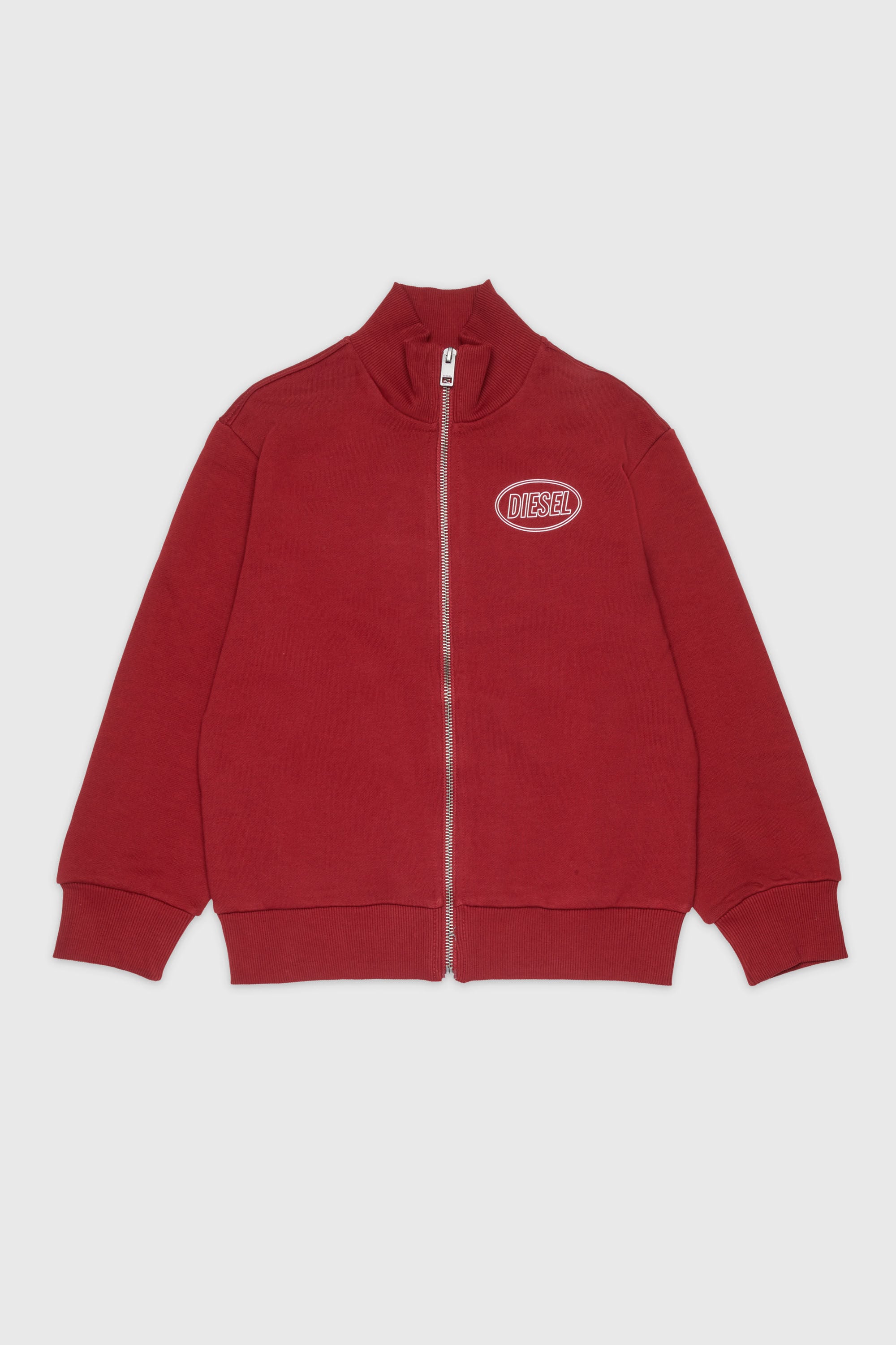 Diesel - SCIRCLEZIP OVER, Man's Cotton sweatshirt with logo print in Red - 1