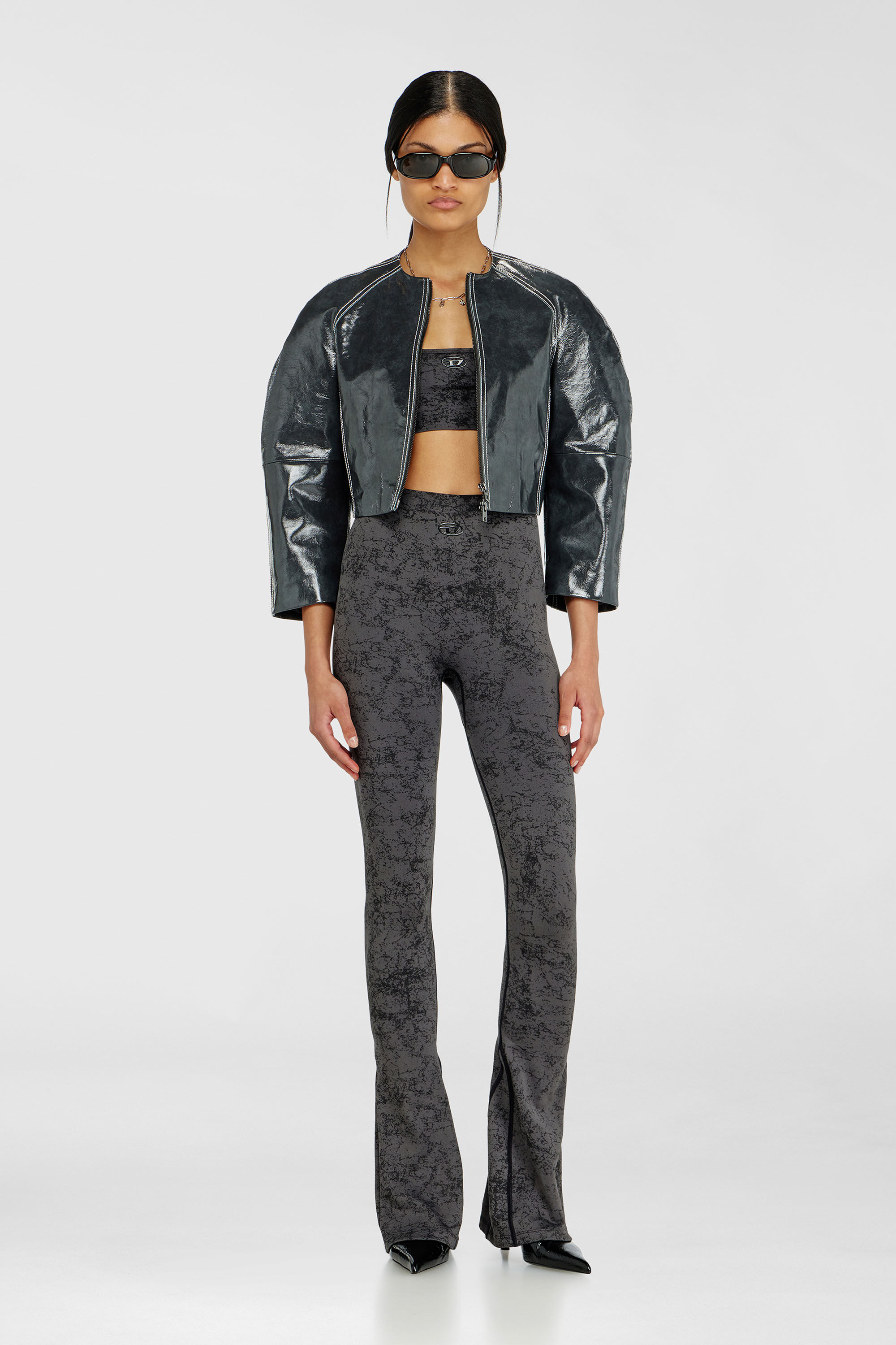 Diesel - CORNELIA-UTLT, Woman's Fared leggings with utilitarian print in Dark grey - 5