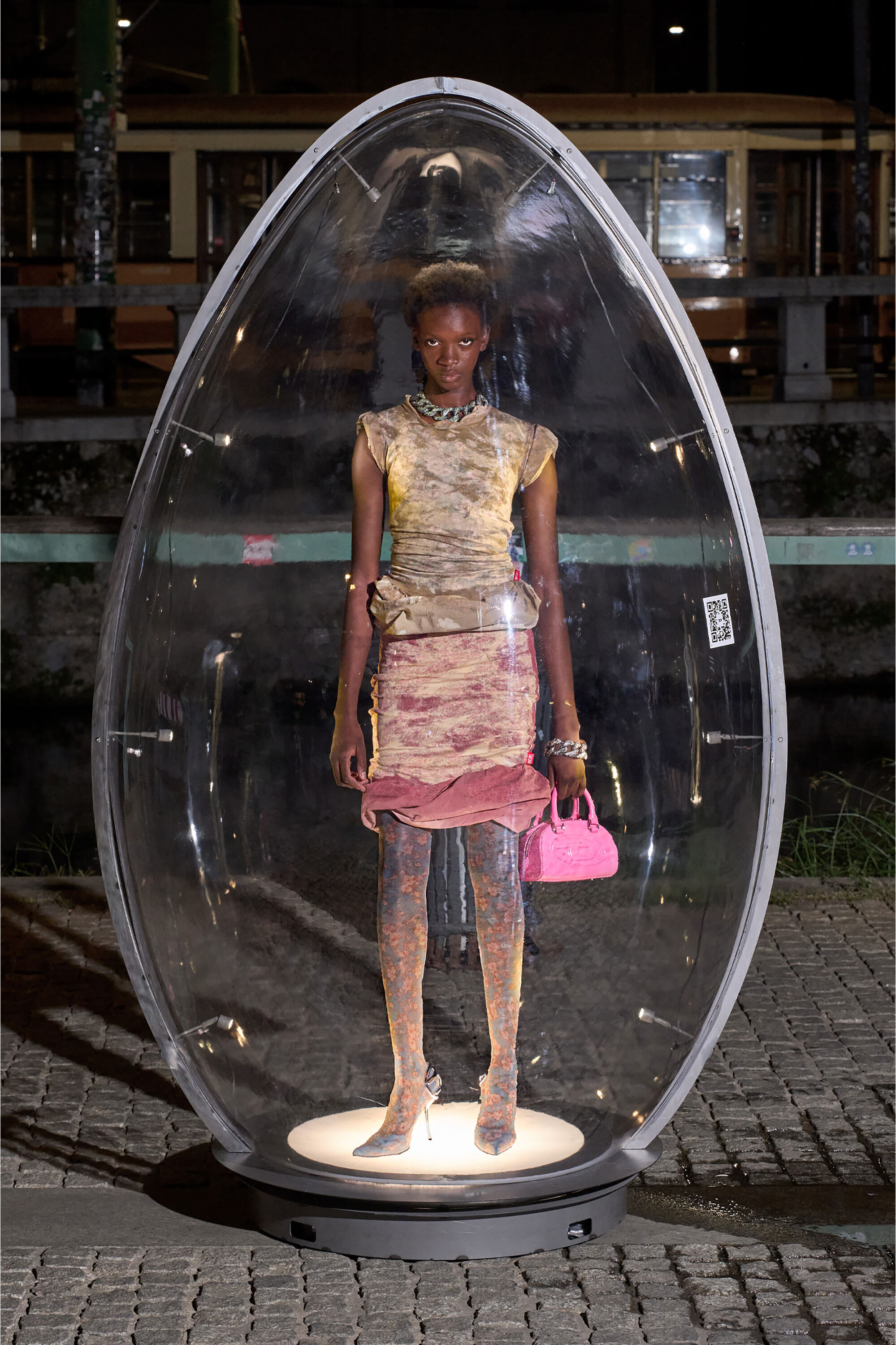 Diesel - O-PALE, Woman's Treated double-layer skirt with puffy hem in Pink - 6