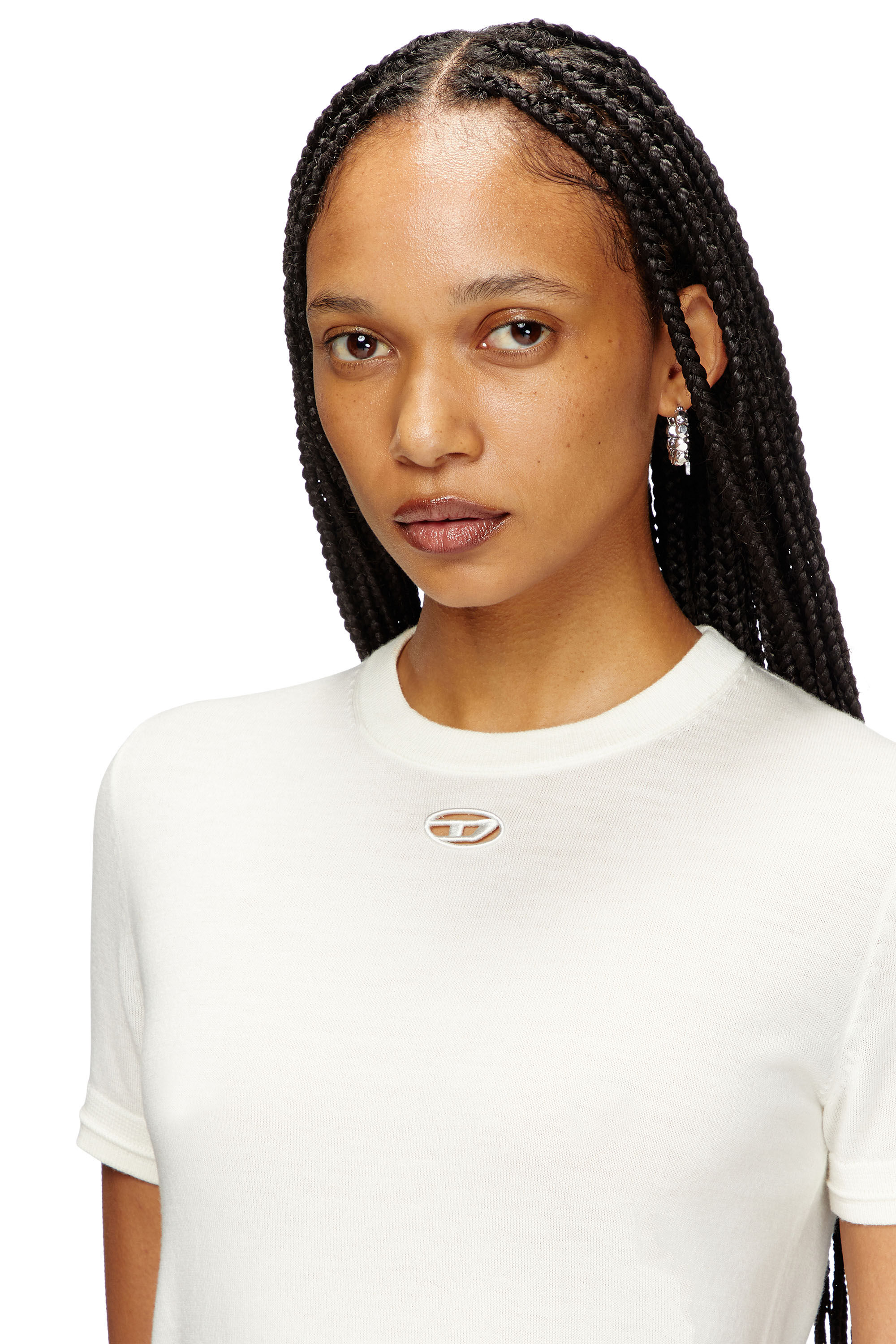 ★DIESEL★ M.Aline Short Sleeve T-Shirt White A175010DCCH129 Women's Short-sleeve jumper in wool | White | Diesel