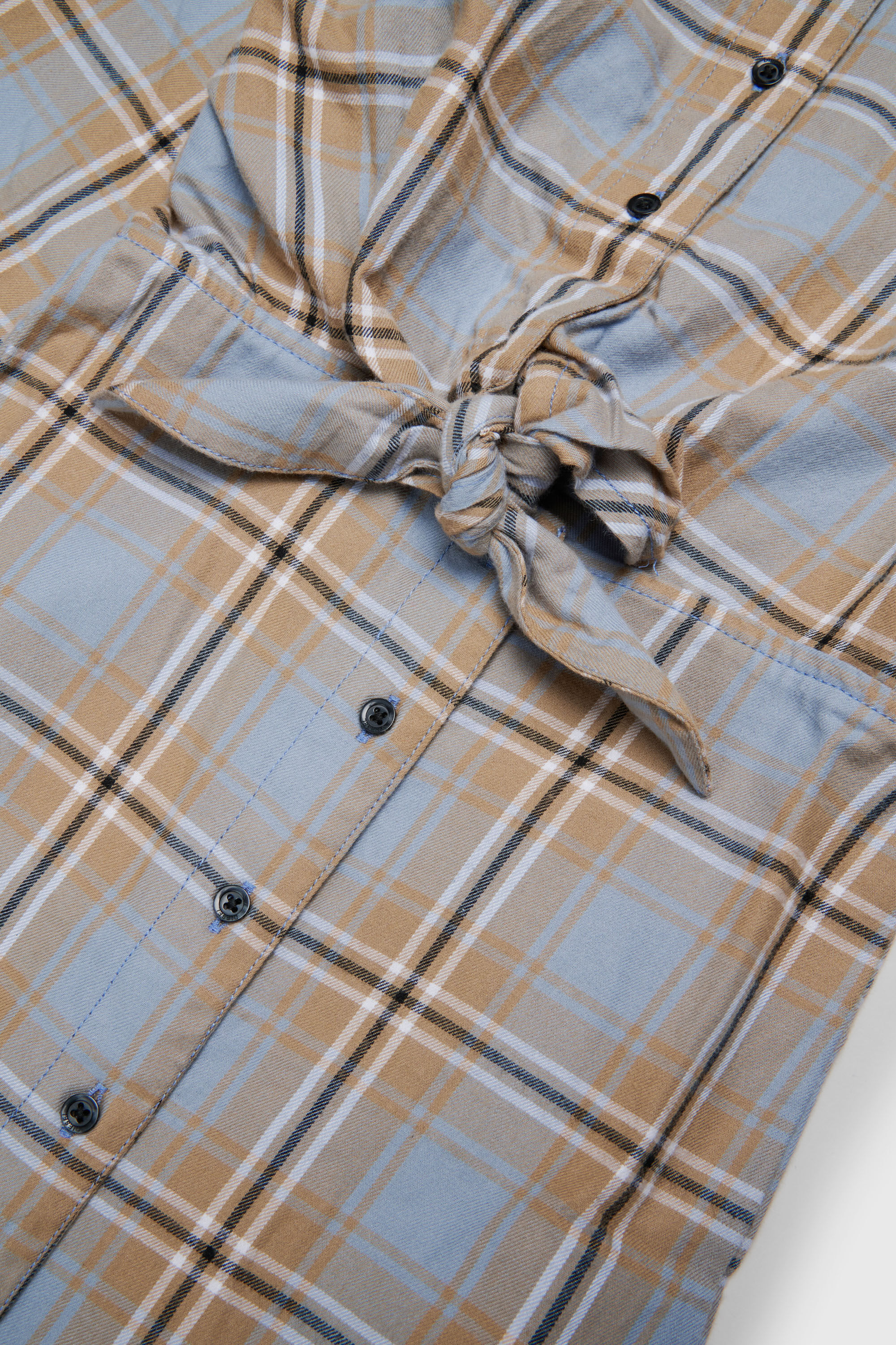 Diesel - DESUSANIS, Woman's Check-cotton shirt dress with tie-knot waist in Blue/Orange - 4