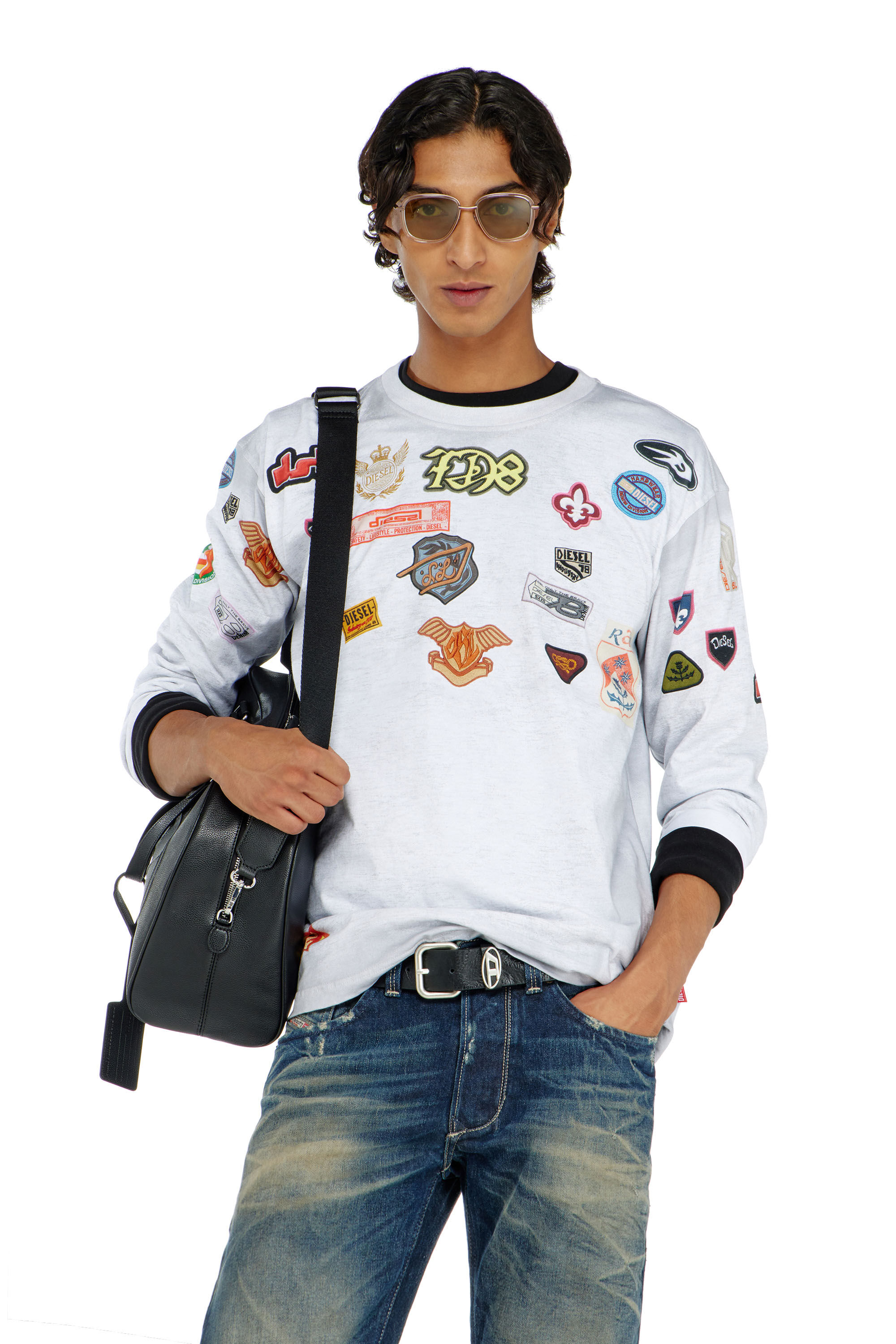 Diesel - T-NORME-LS-PATCHES, Man's Long-sleeve T-shirt with all-over patches print in null - 3