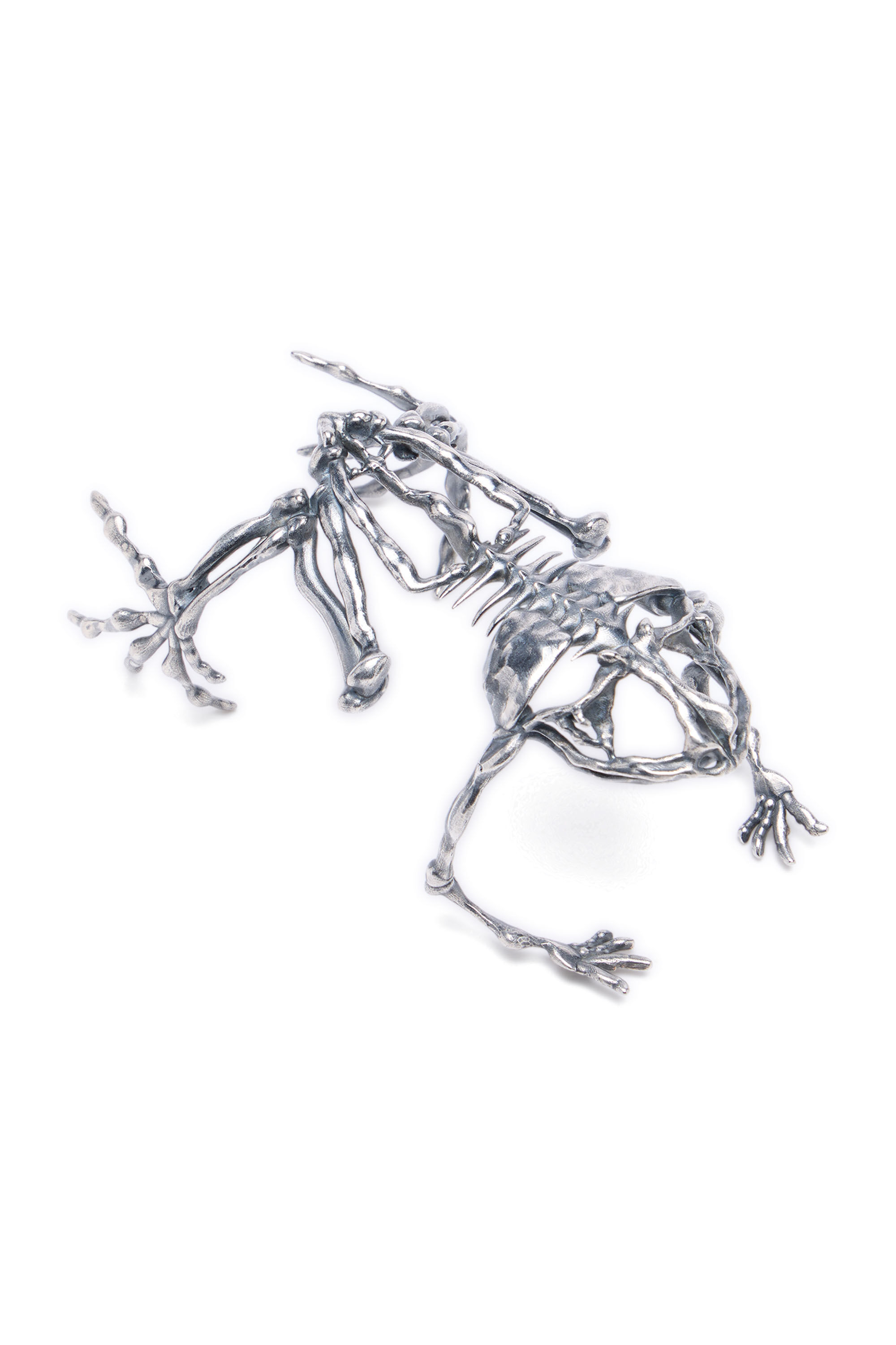 Diesel - CUFF FROG, Woman's Skeleton-effect metal bracelet in Silver - 1