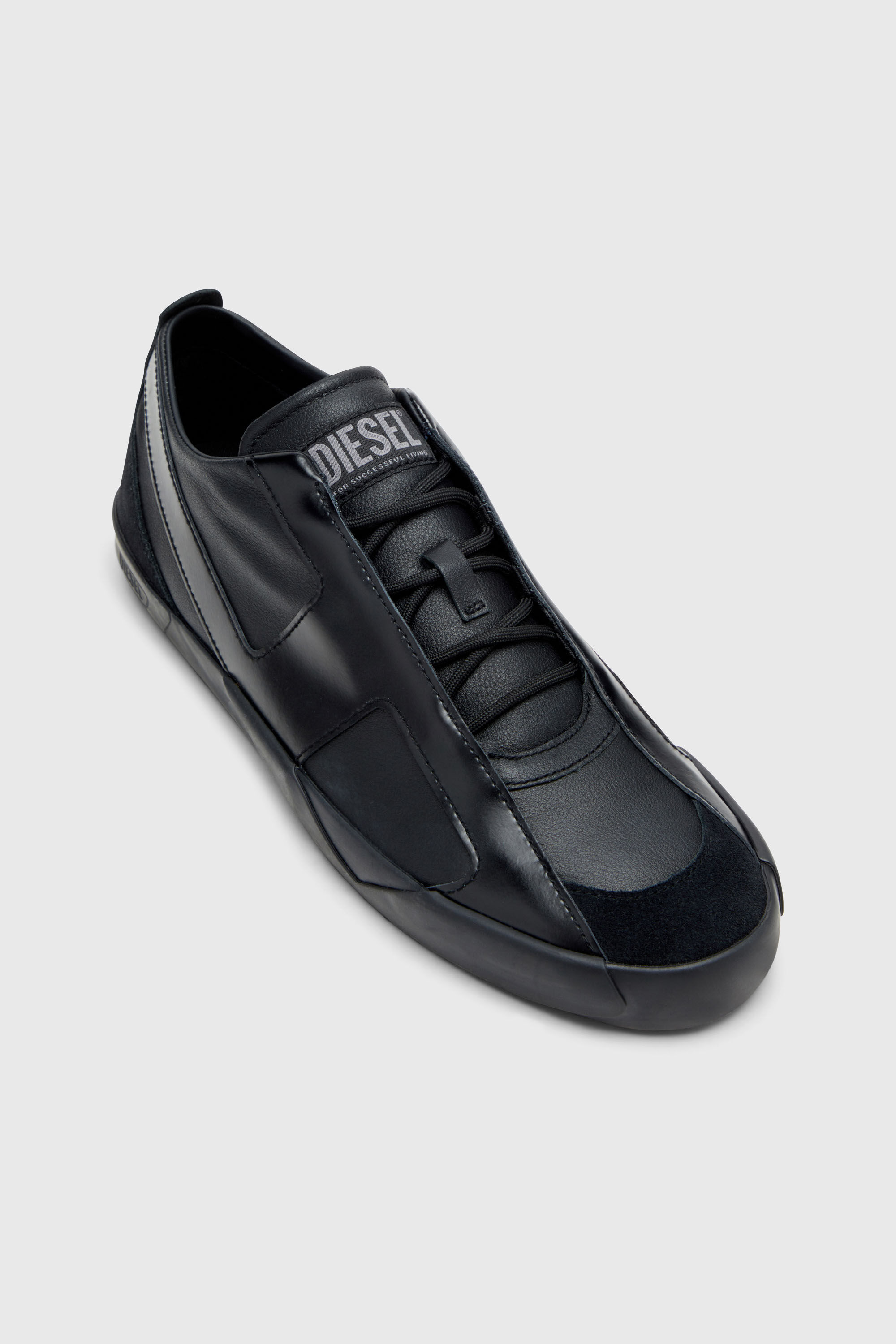 Diesel - S-SLANTE-D LOW, Man's S-Slante-D-Sneakers in suede and leather with D logo in Black - 6