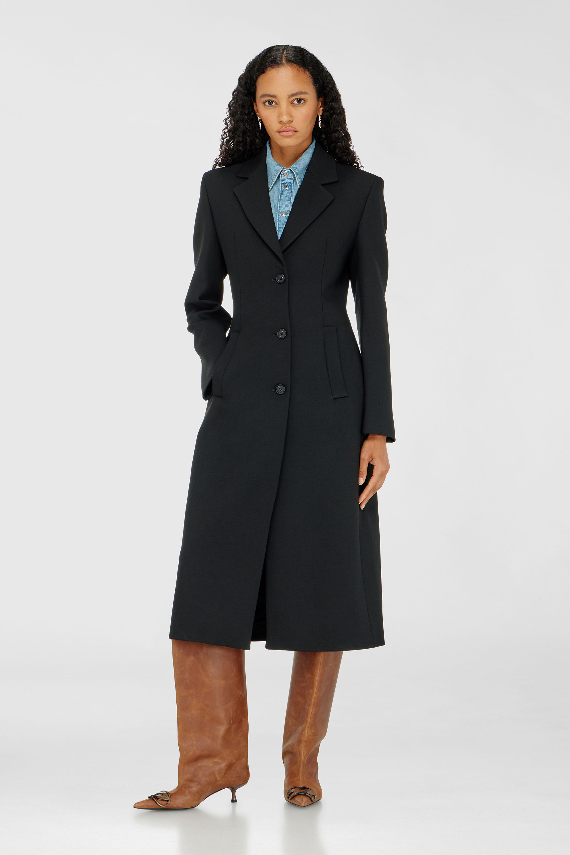 Women's Long hourglass coat | Black | Diesel {{Country}}
