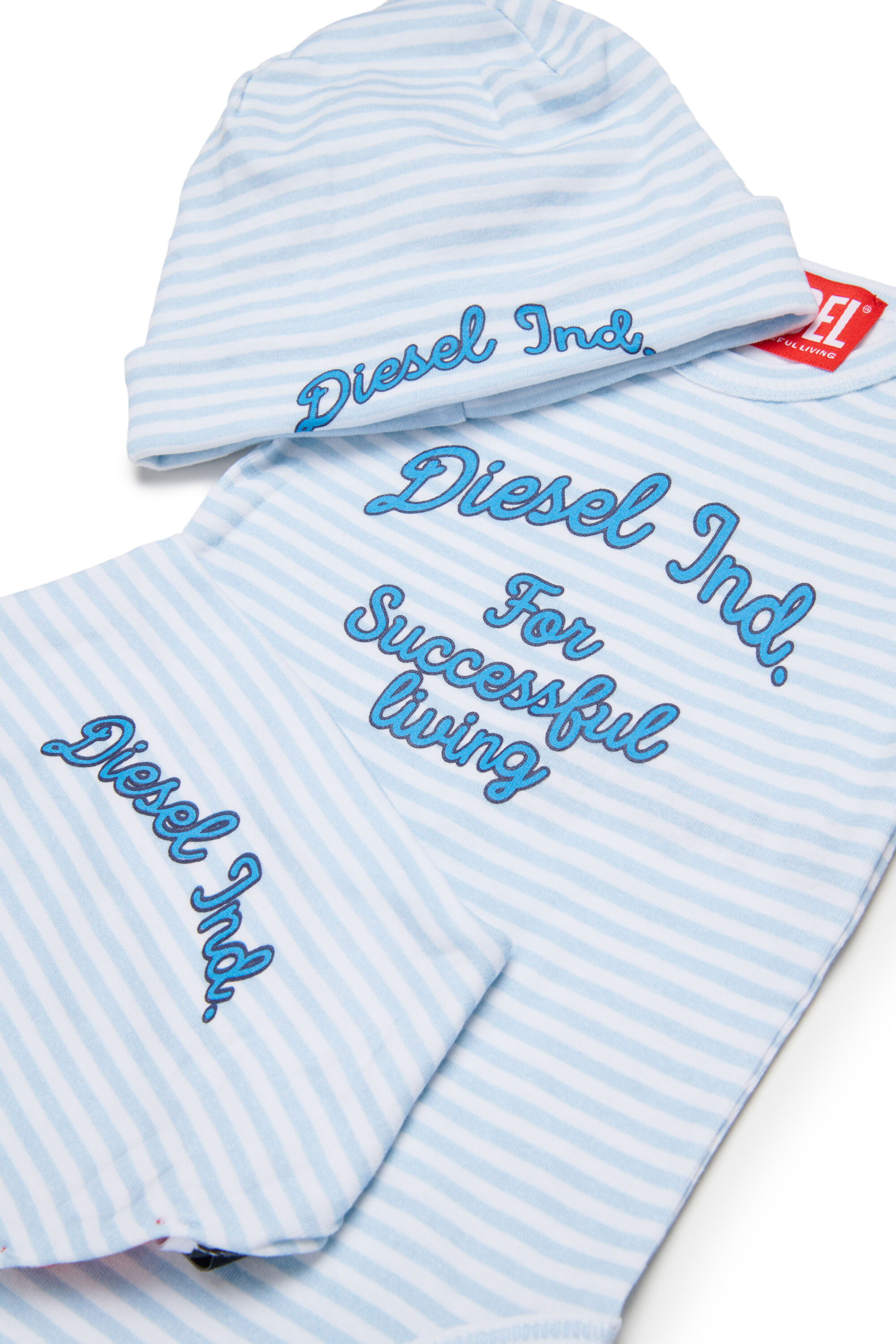 Diesel - USPELBOX-NB, Unisex's Baby gift set in striped cotton in Blue - 3