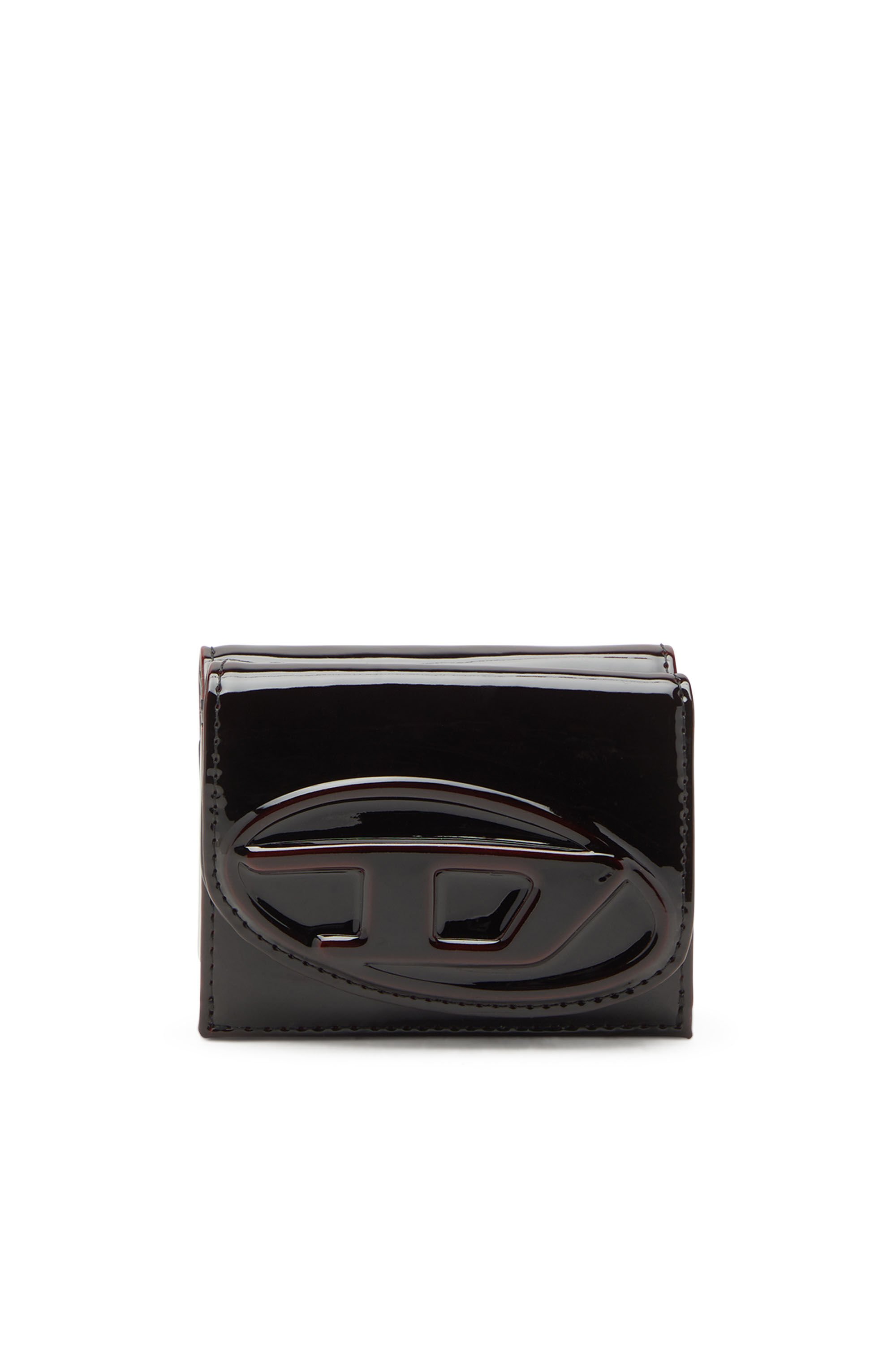 Diesel - 1DR  TRI FOLD COIN XS II, Woman's Tri-fold wallet in liquid PU in Burgundy - 1