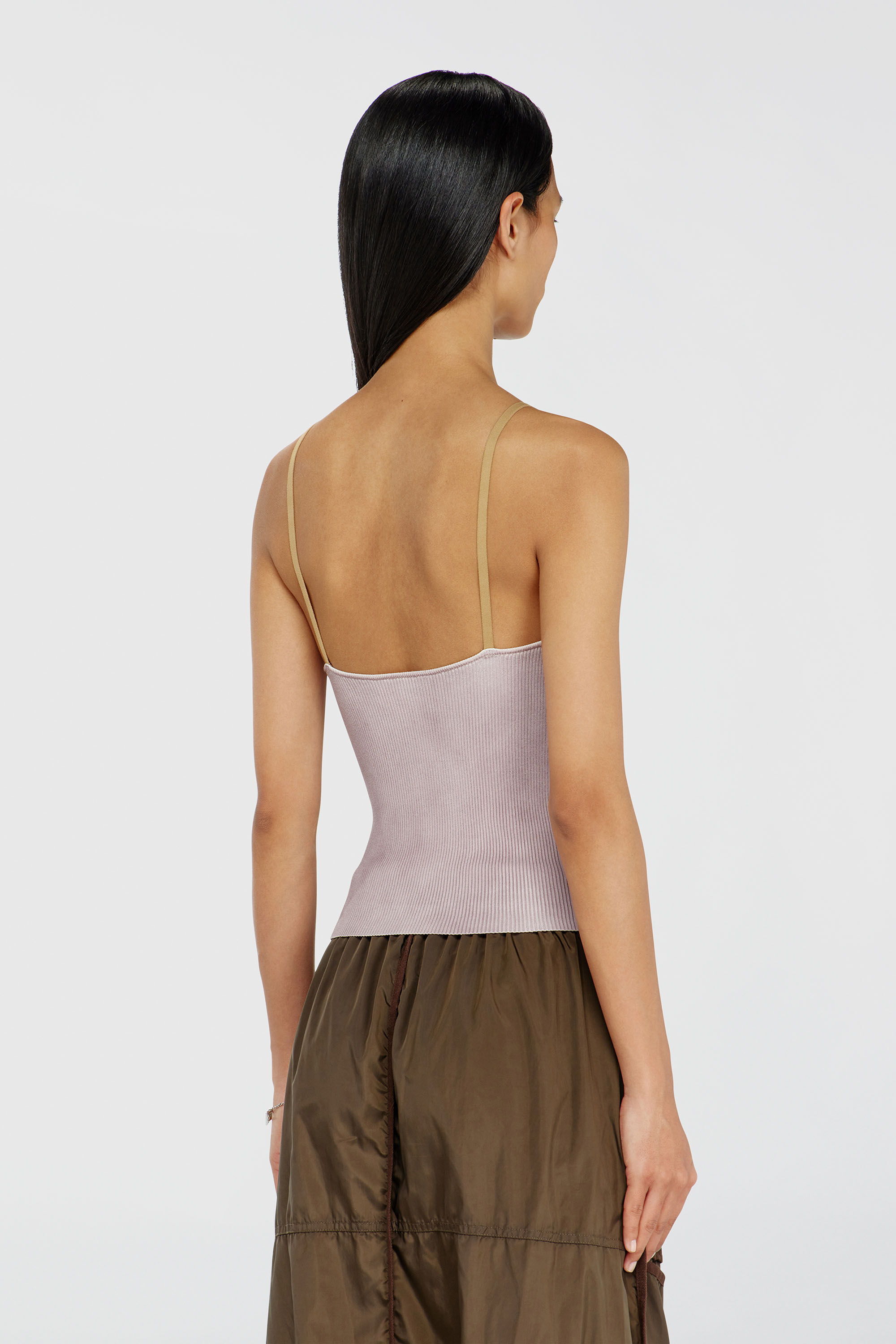 Diesel - M-SARMITE, Woman's Rib-knit cami top with contrast bands in Lilac - 4