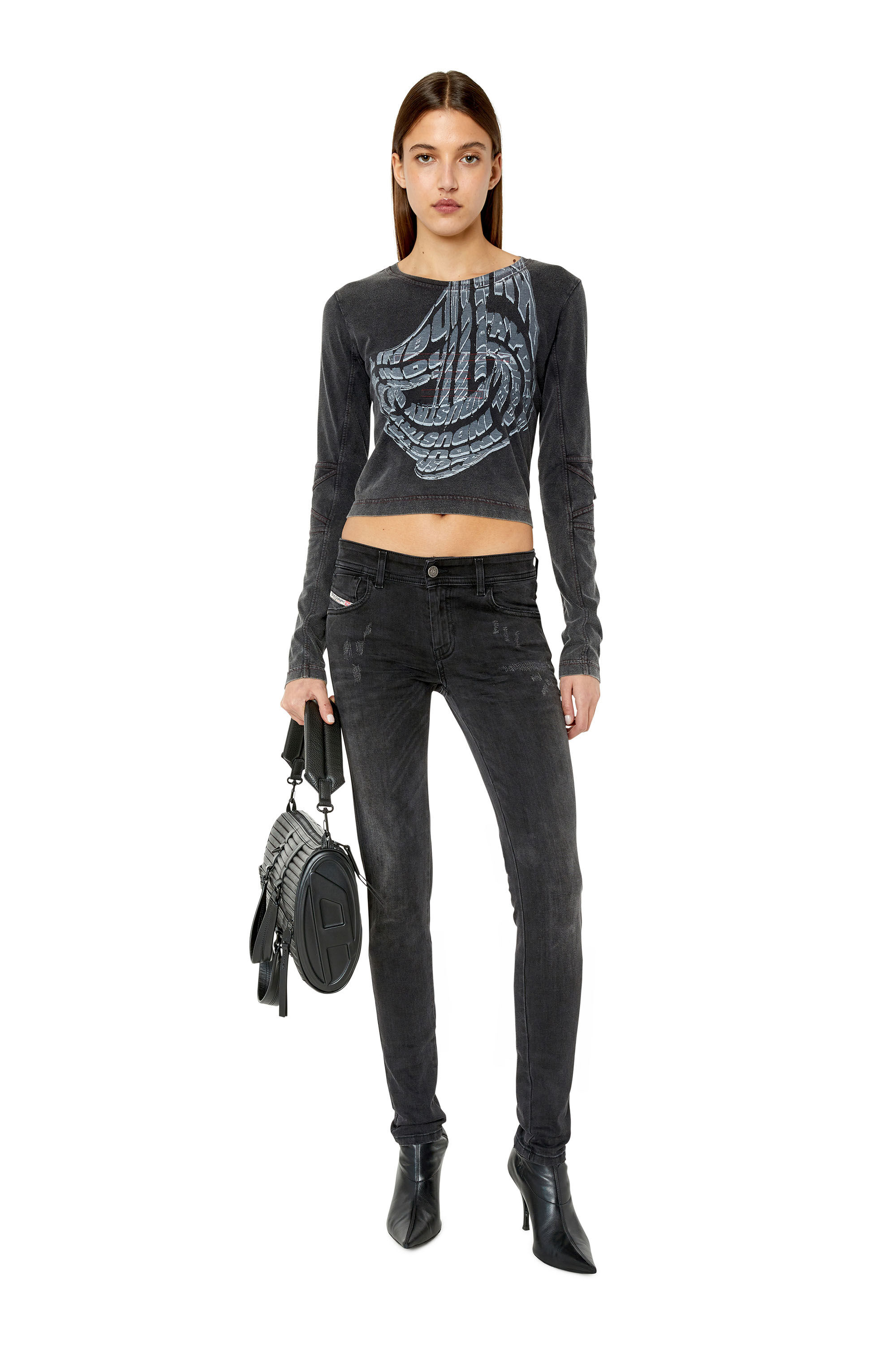 Diesel - 2018 Slandy low E69SB Super skinny Jeans, Black/Dark grey - Image 1