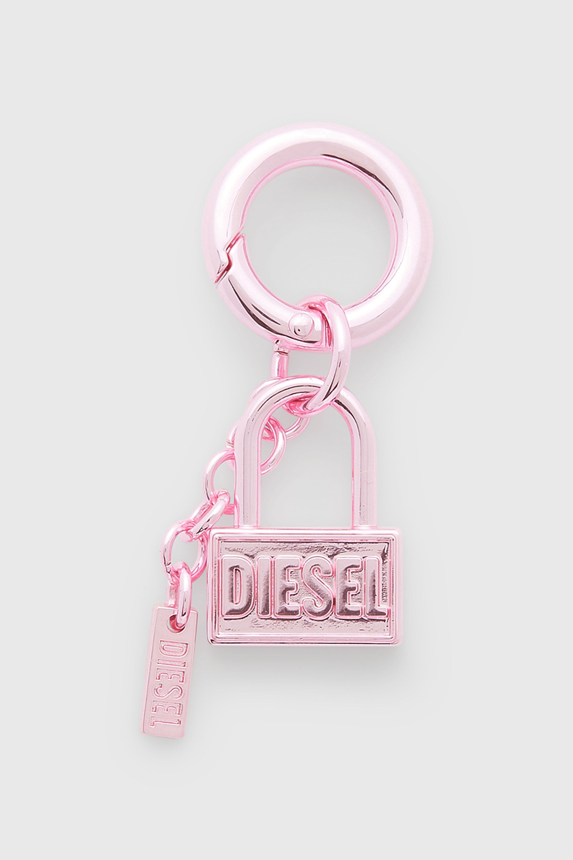 Diesel - CHARM-LOCK, Unisex's Metal keyring charm with padlock design in Pink - 1