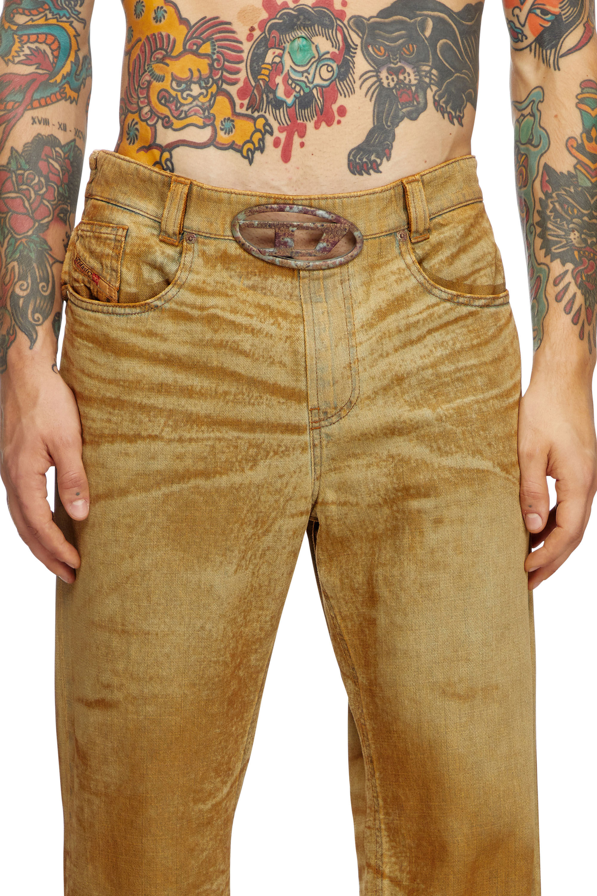 Diesel - Man's Straight Jeans 2010 D-Macs 0AJET, Light Brown - 5