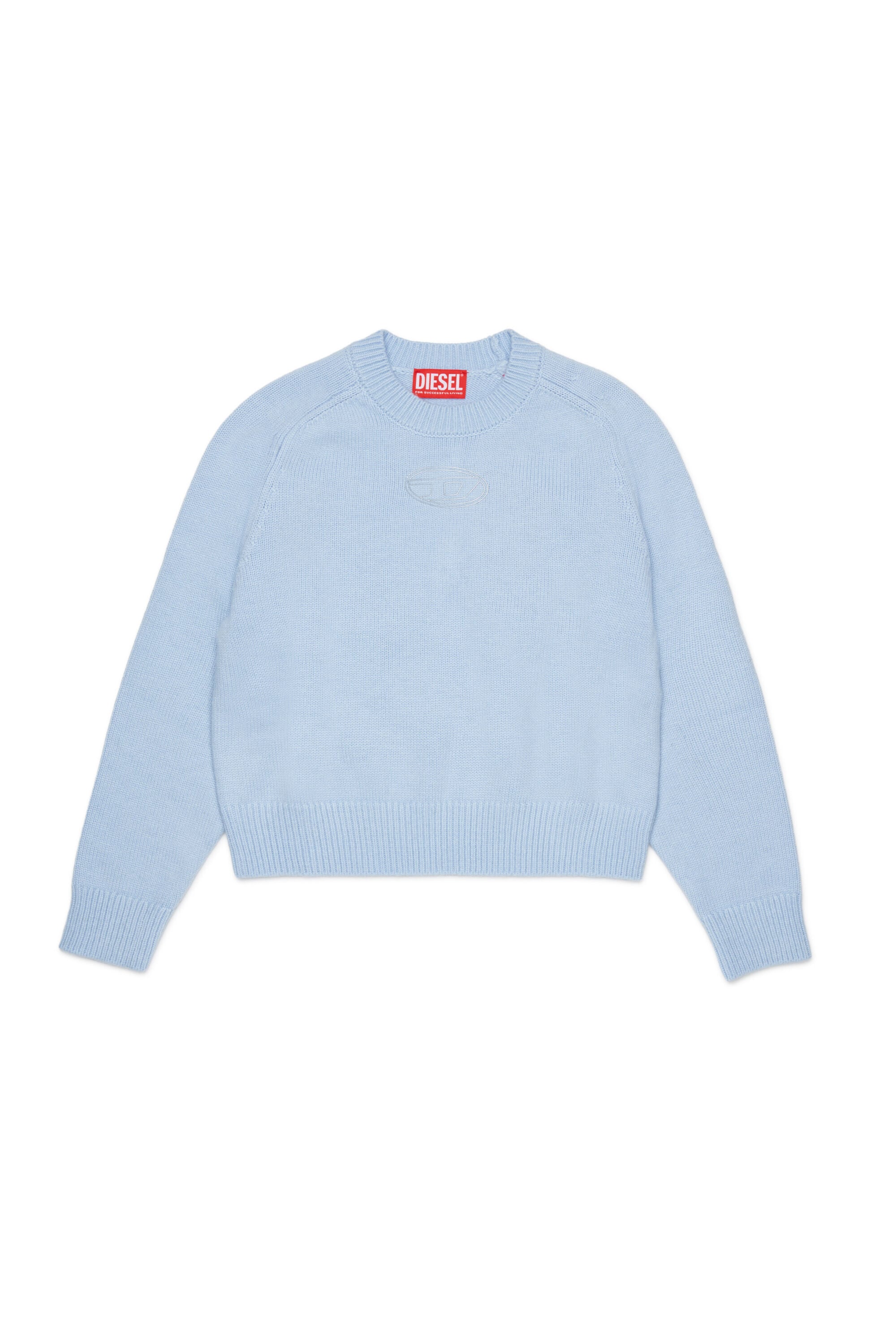 Diesel - KIMLIN, Woman's Cashmere-enriched jumper with Oval D logo in Light Blue - 1