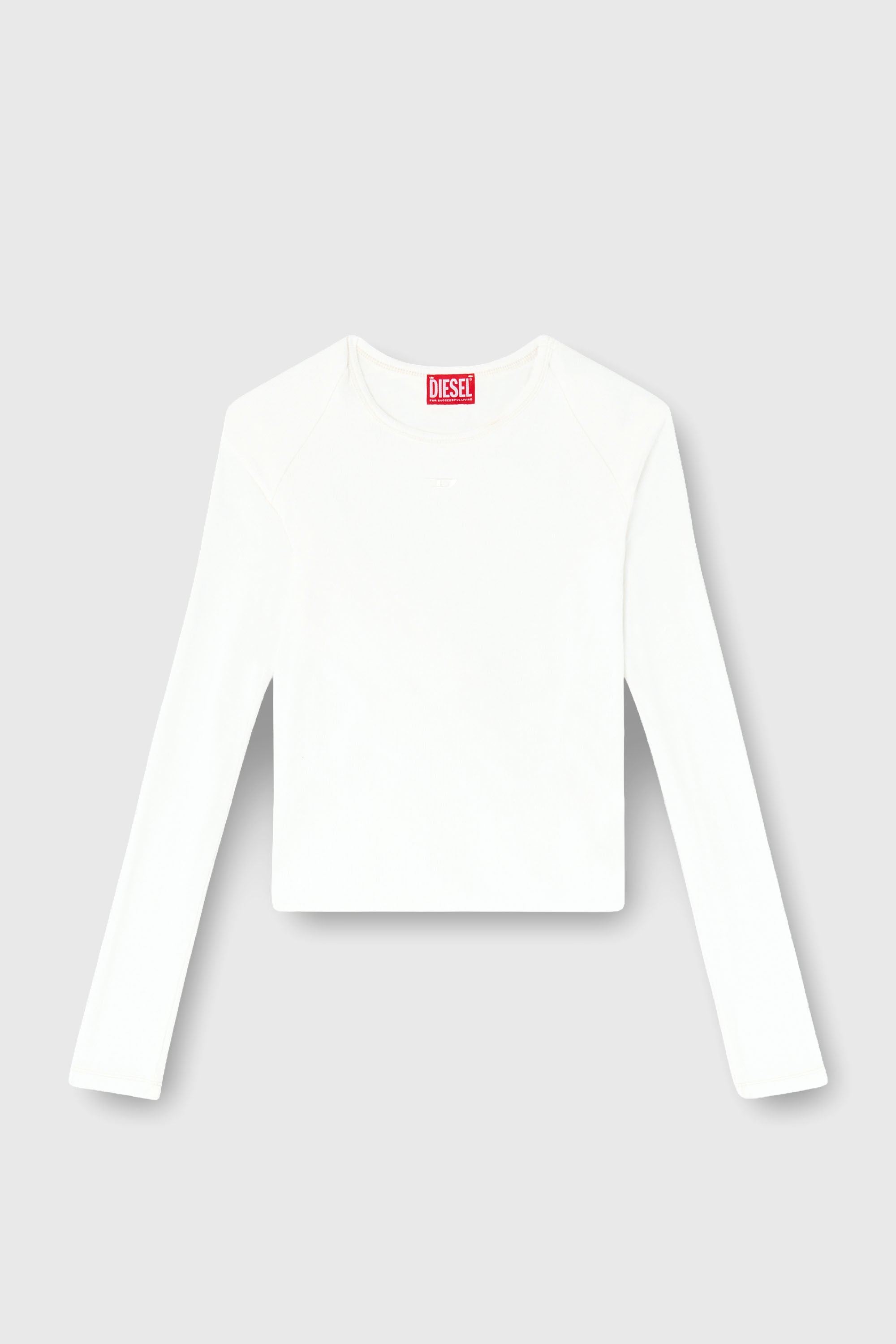 Diesel - T-ASAY-PL, Woman's Rucked-up long-sleeve T-shirt in double-layer jersey in White - 2