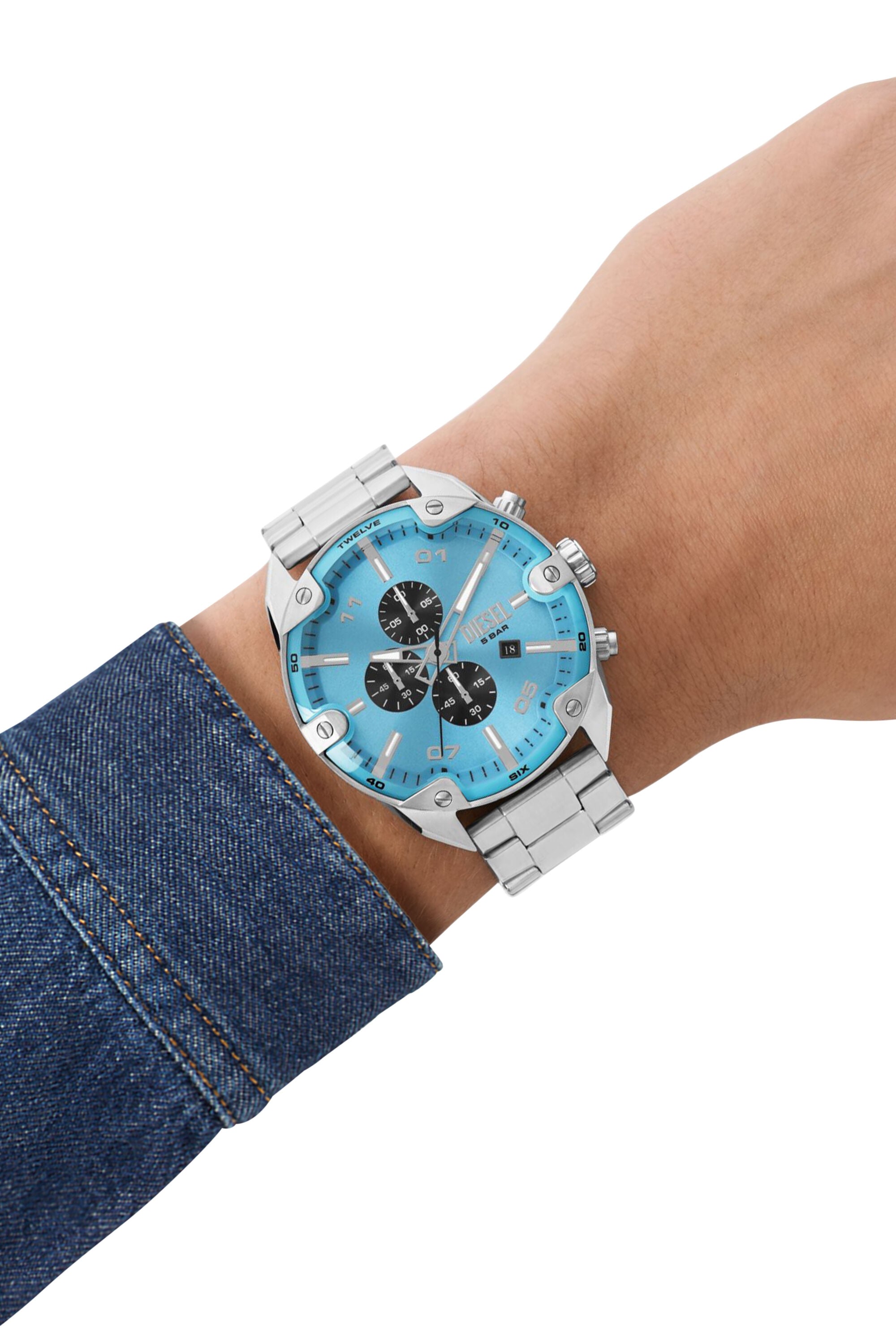 Men's Spiked chronograph stainless steel watch | Silver | Diesel LT
