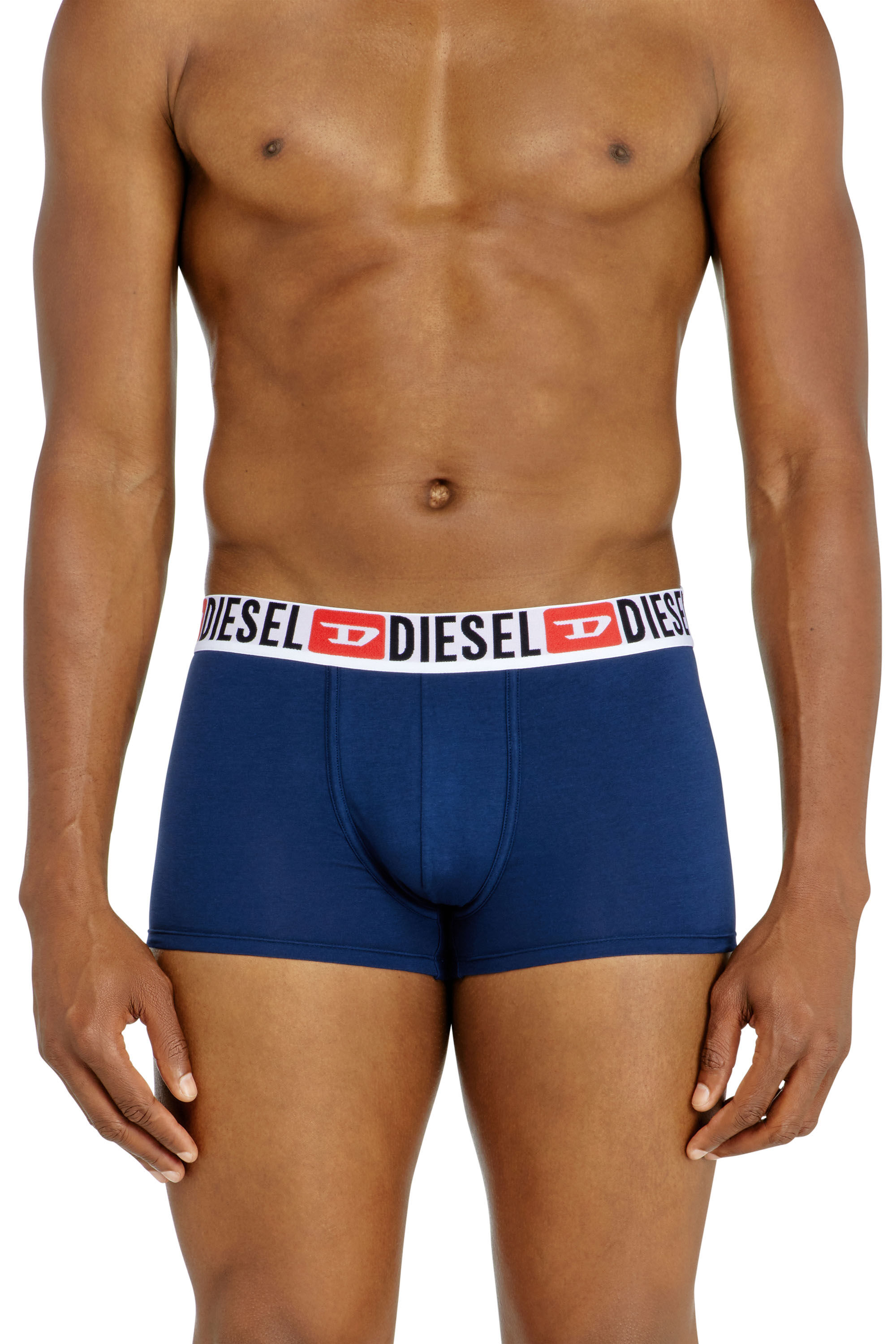 Diesel - UMBX-DAMIENTHREEPACK, Man's Three-pack of all-over logo waist boxers in Blue/Black - 3