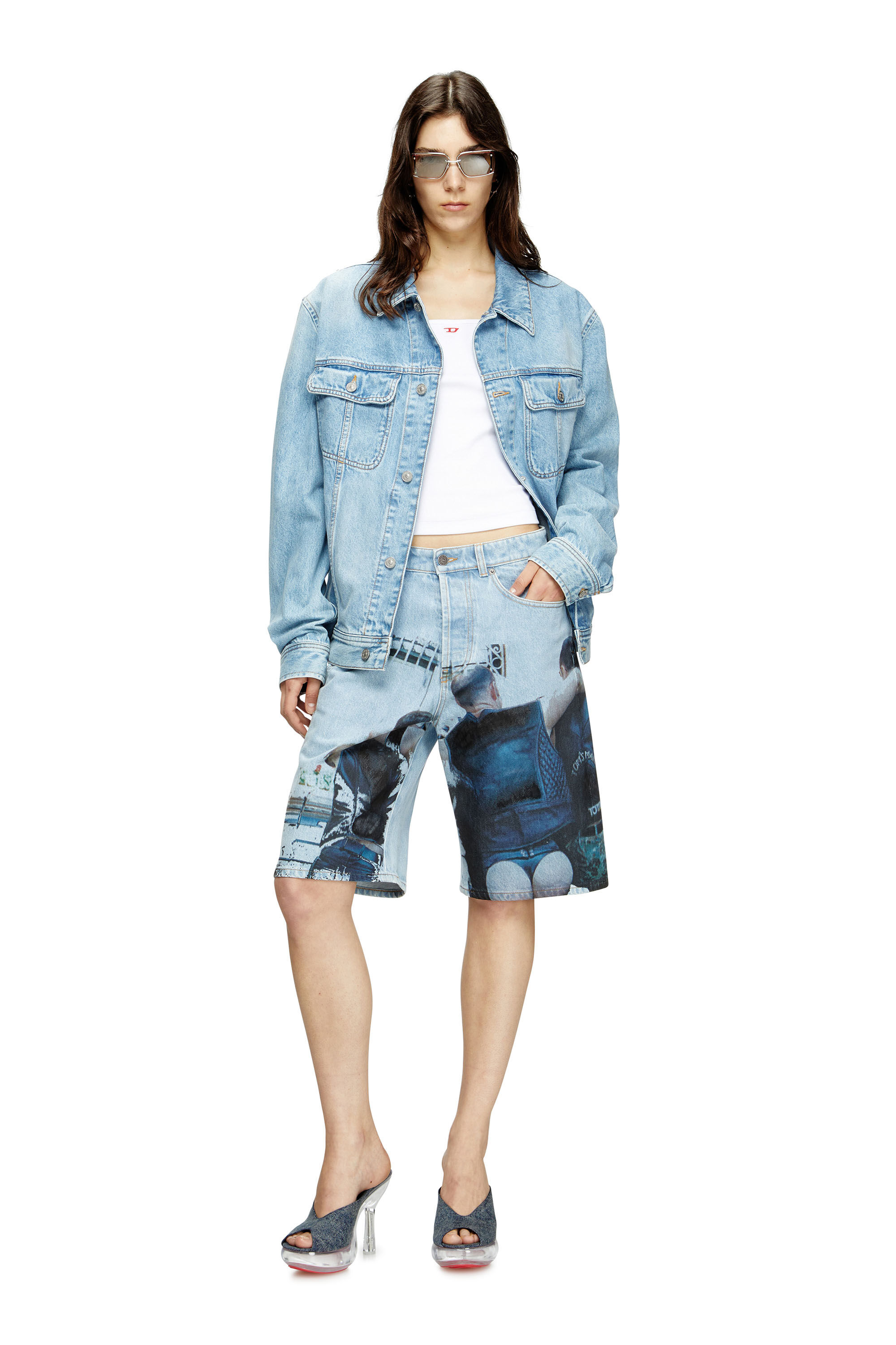 Diesel - PR-D-RIXFORD-S, Unisex's Denim shorts with faded print in Light Blue - 6
