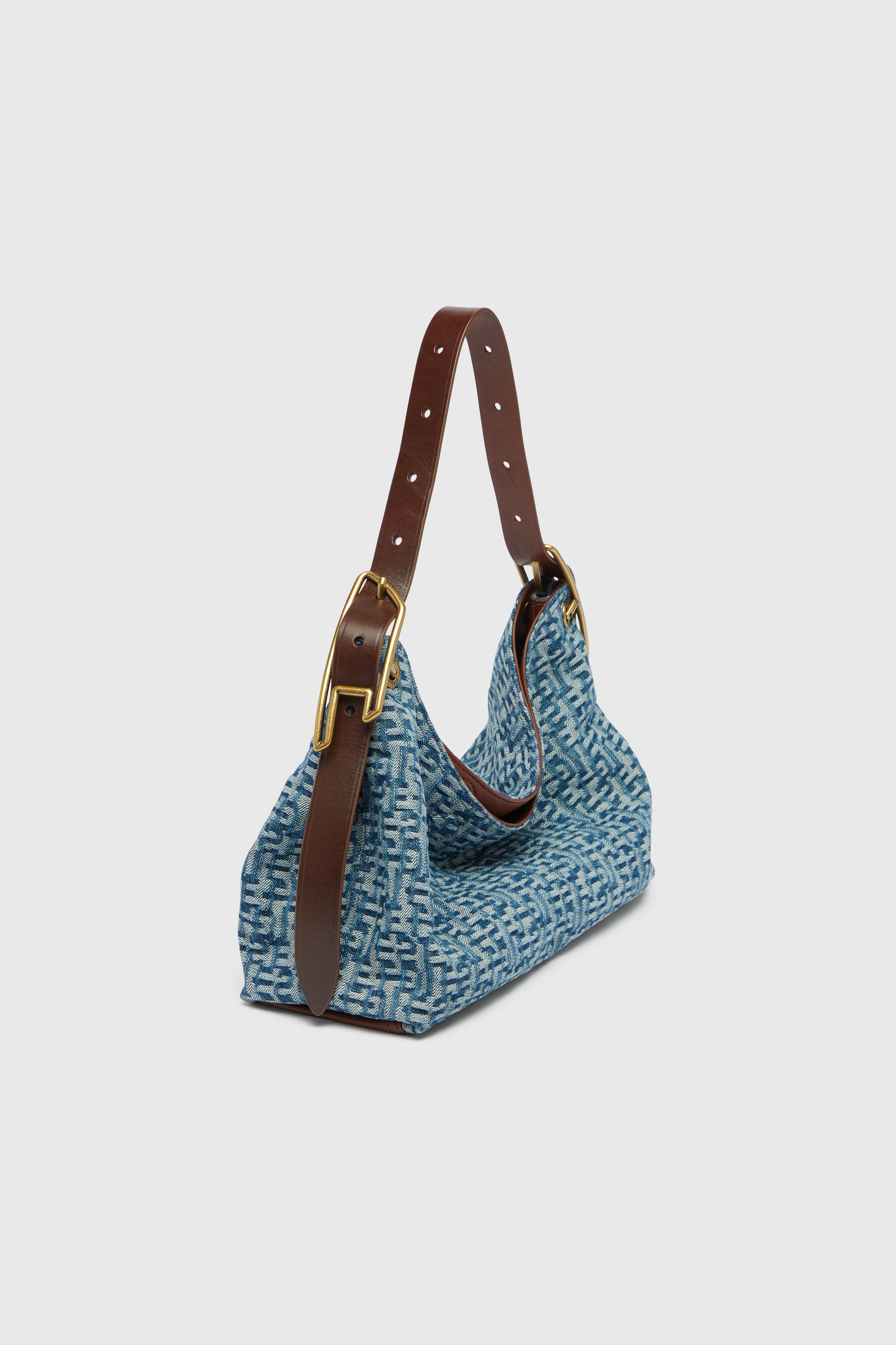 Diesel - D-LINE HOBO S, Woman's D-Line-Shoulder bag in monogram denim in Blue - 4