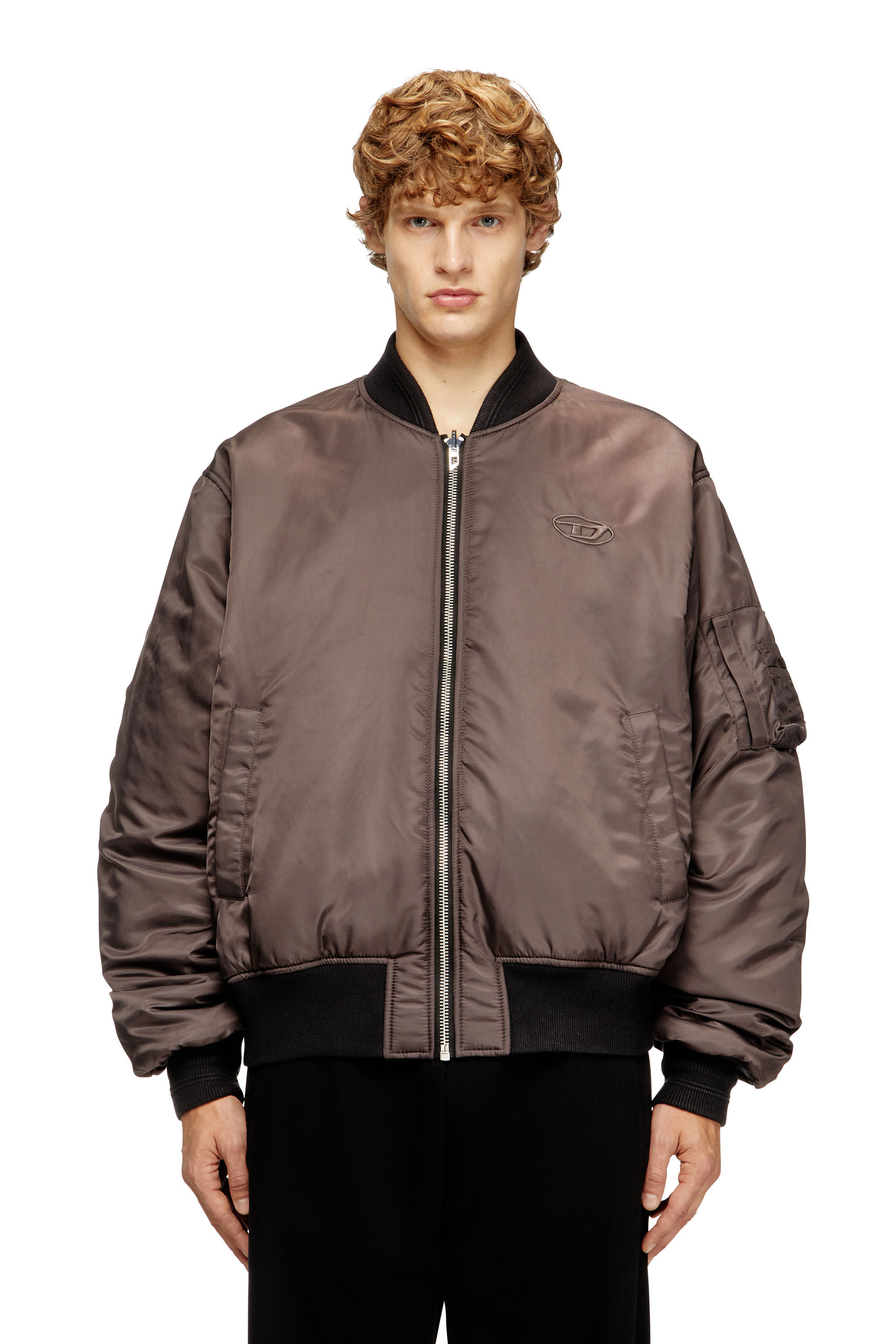 Diesel - W-TYPE-D1, Man's Padded bomber jacket with Oval D embroidery in Black - 6