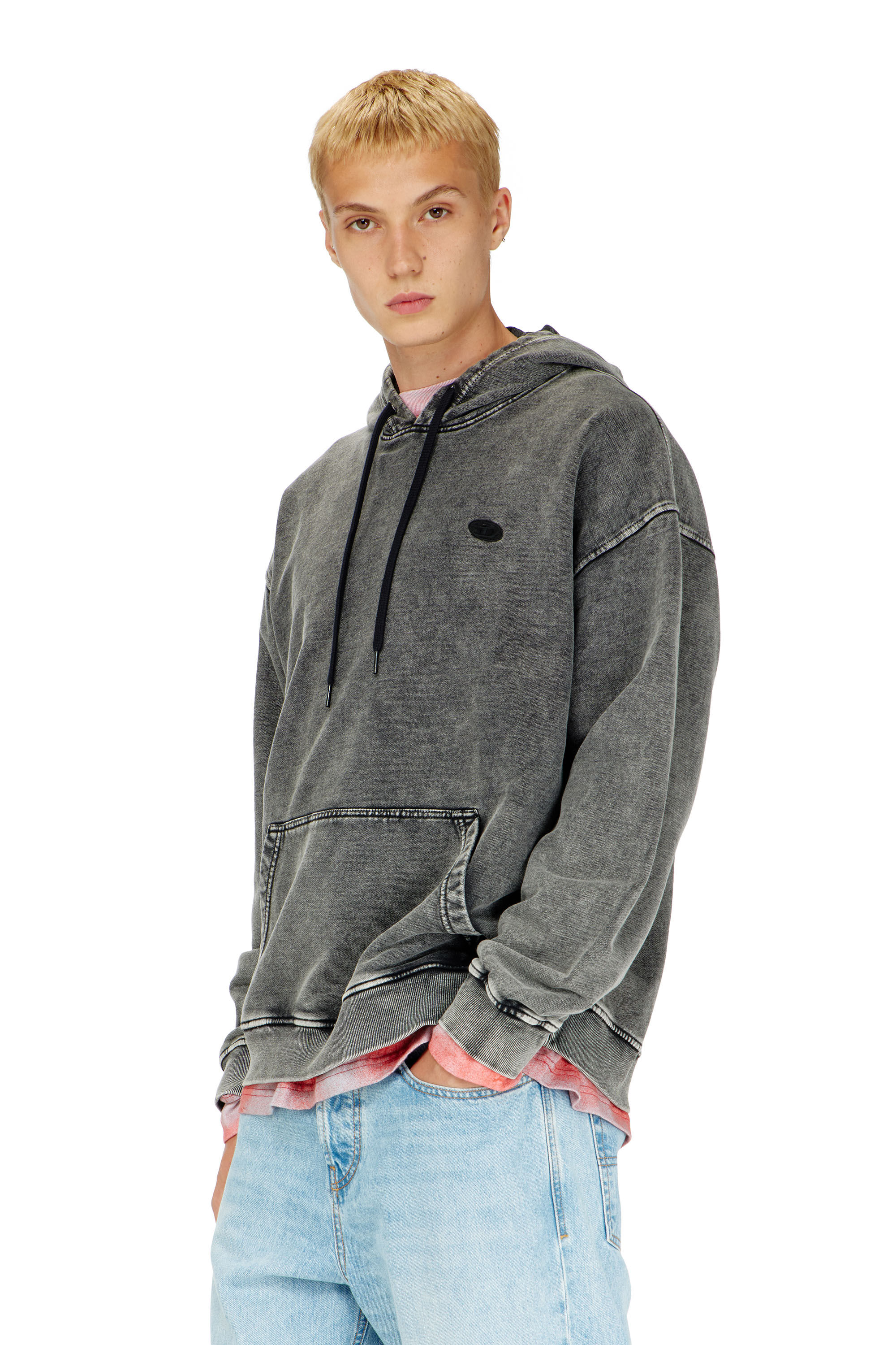 Diesel - S-BOXT-HOOD-DEN, Man's Hoodie with raw-cut back patch in Dark grey - 3