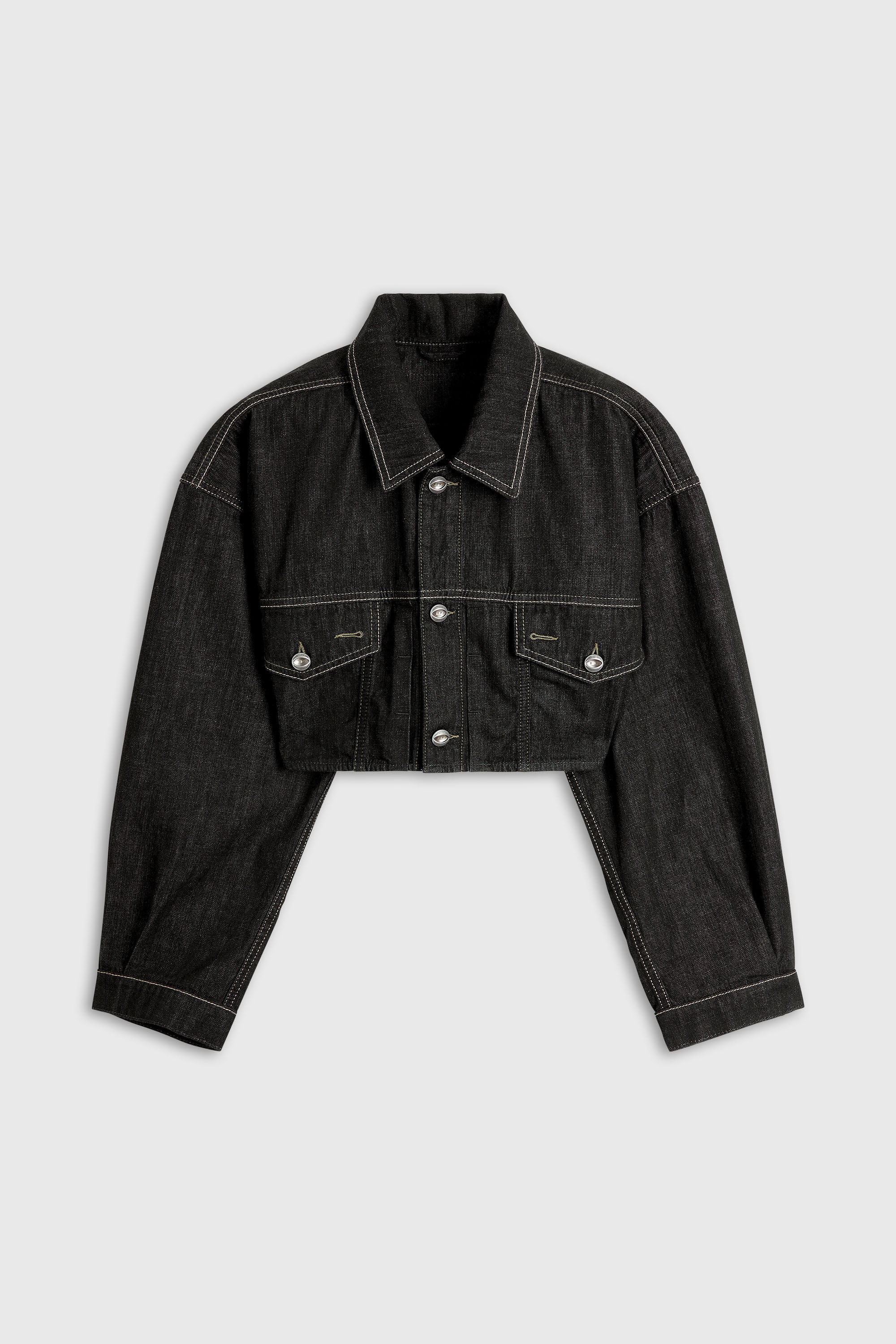 Diesel - DE-MALLEY, Woman's Oversized cropped trucker jacket in rinse denim in Black - 2