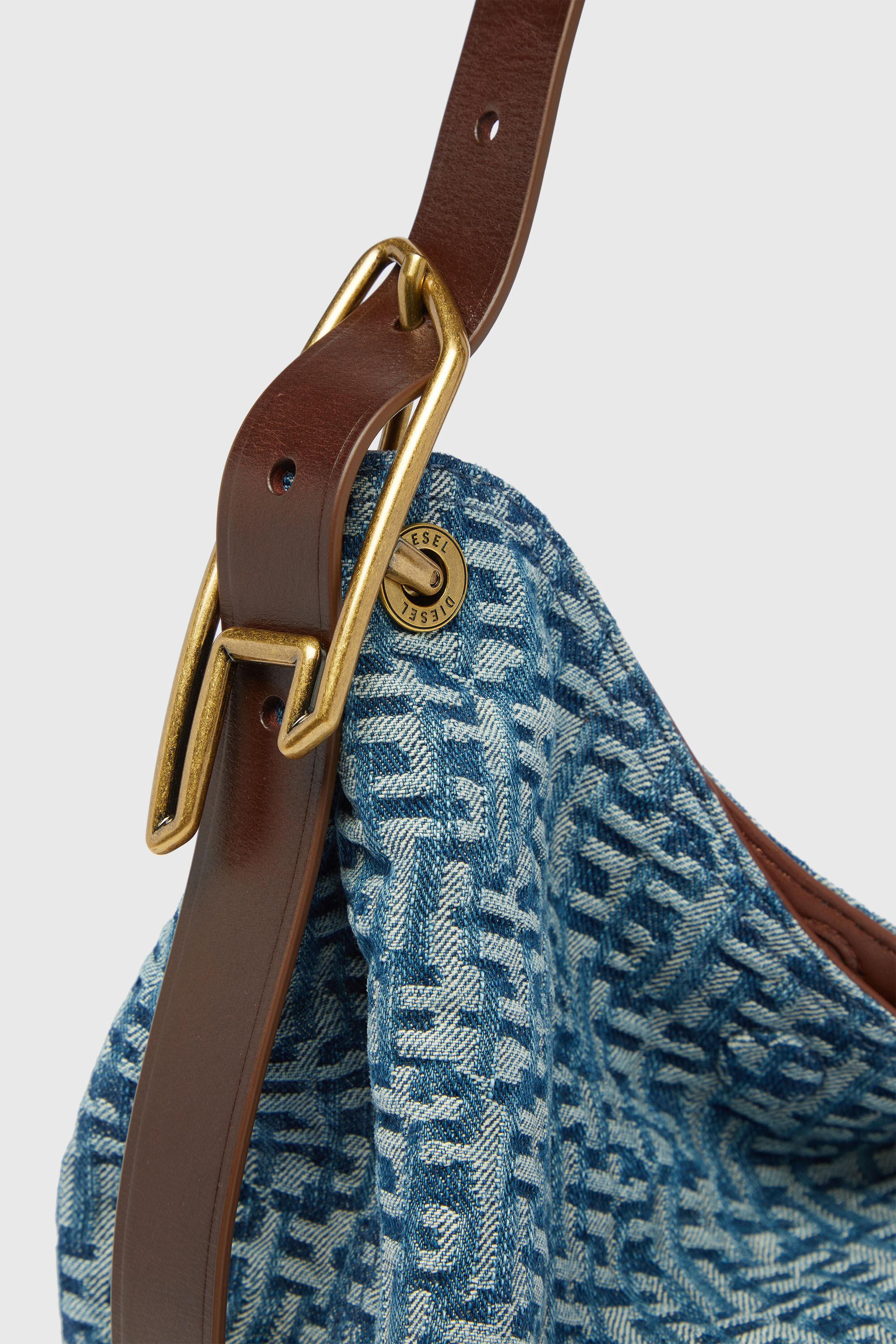Diesel - D-LINE HOBO S, Woman's D-Line-Shoulder bag in monogram denim in Blue - 6