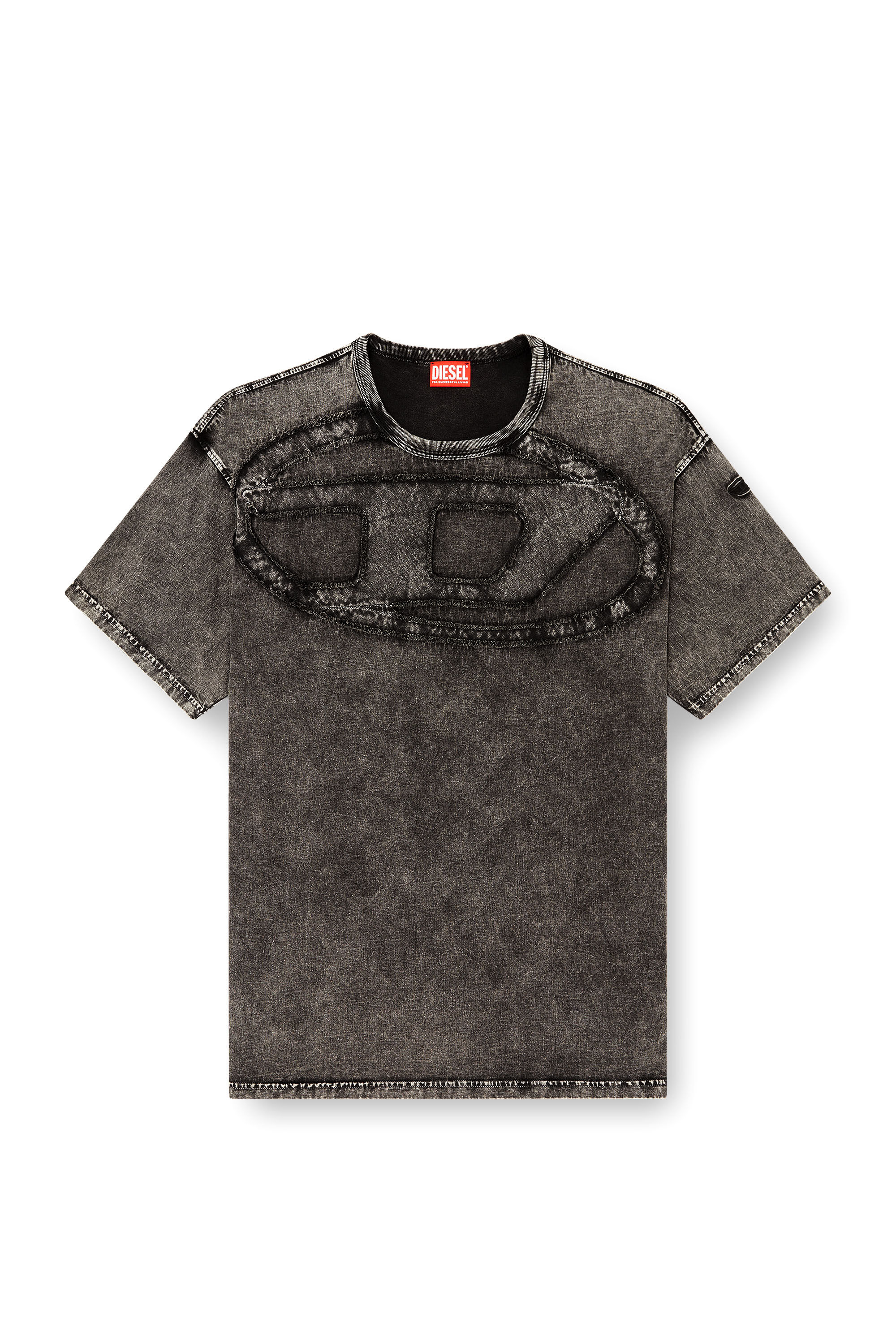Diesel - T-BOXT-DEN, Man's Relaxed cotton T-shirt with Oval D applique in Black - 2