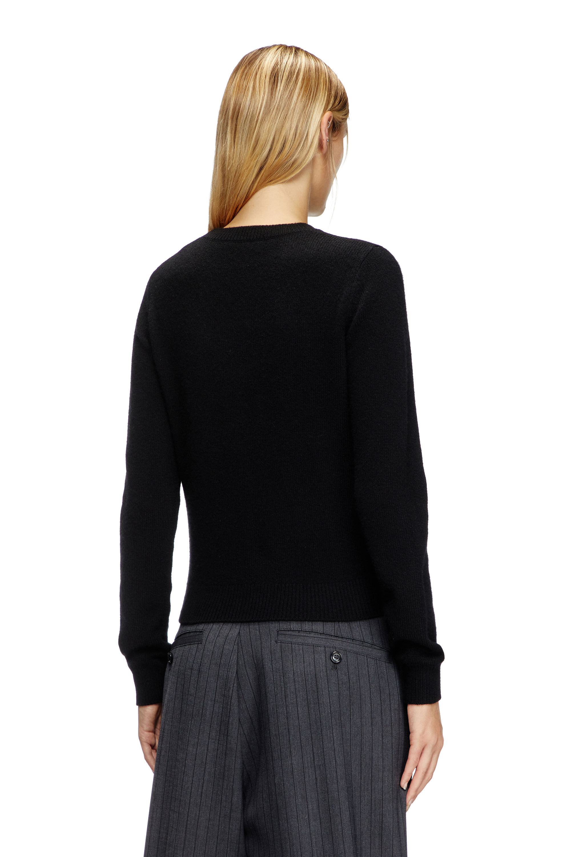 Diesel - M-AREESA-SLIM, Woman's Cashmere-blend jumper with cut-out logo in Black - 4