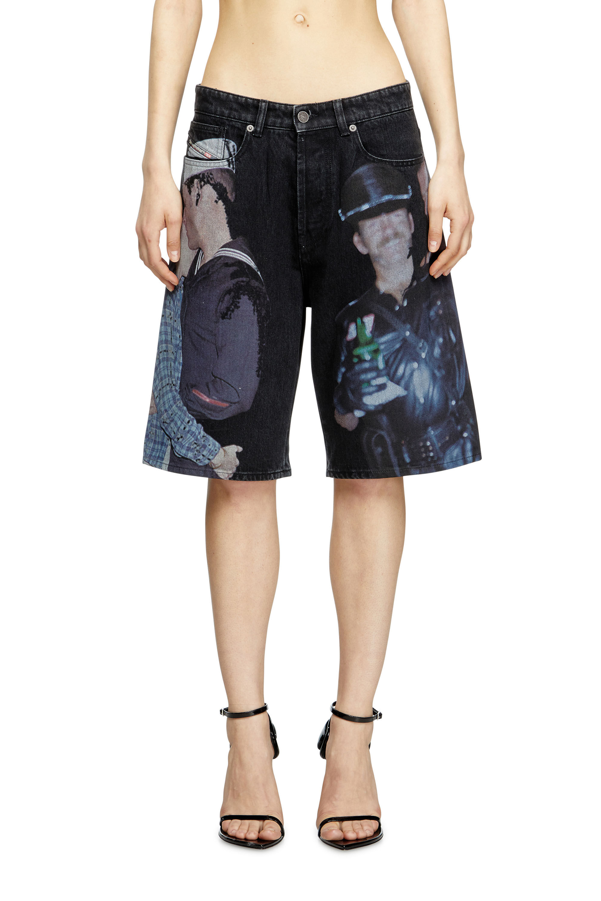 Diesel - PR-D-RIXFORD-S, Unisex's Denim shorts with multicolour print in Black - 5