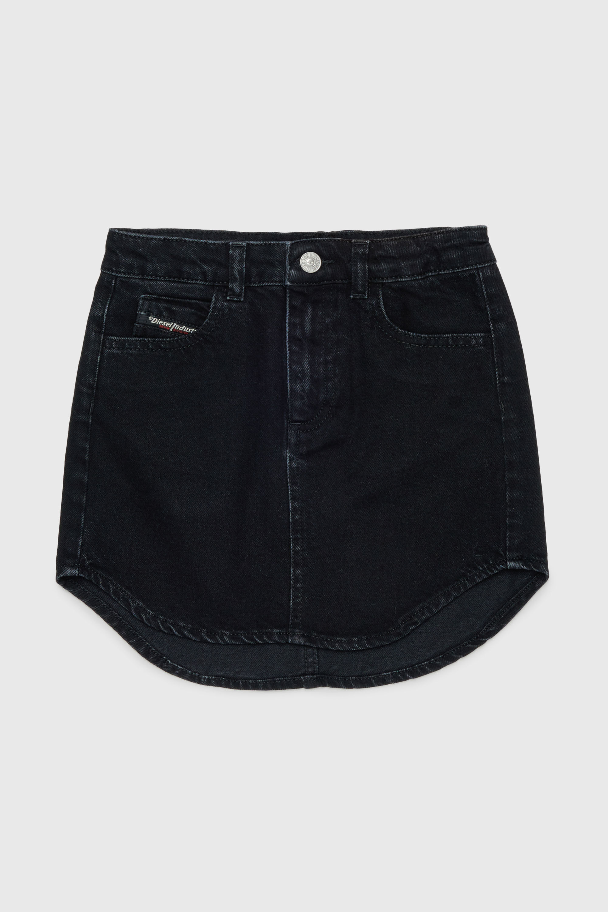 Diesel - GEARD, Woman's Denim mini skirt with curved hem in Black/Dark grey - 1