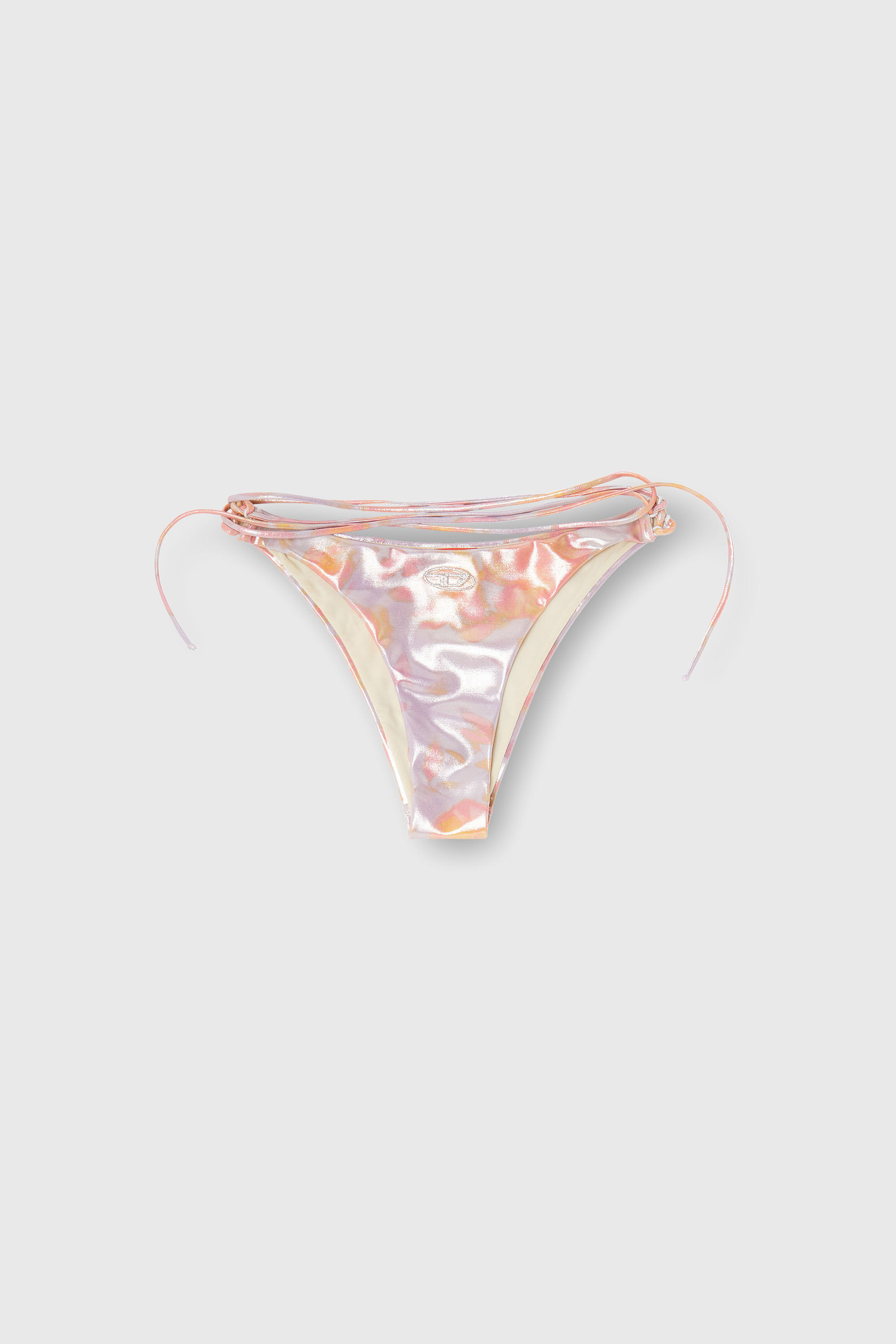 Diesel - GIUSY-UTLT, Woman's Strappy metallic bikini bottoms with floral print in Lilac - 4