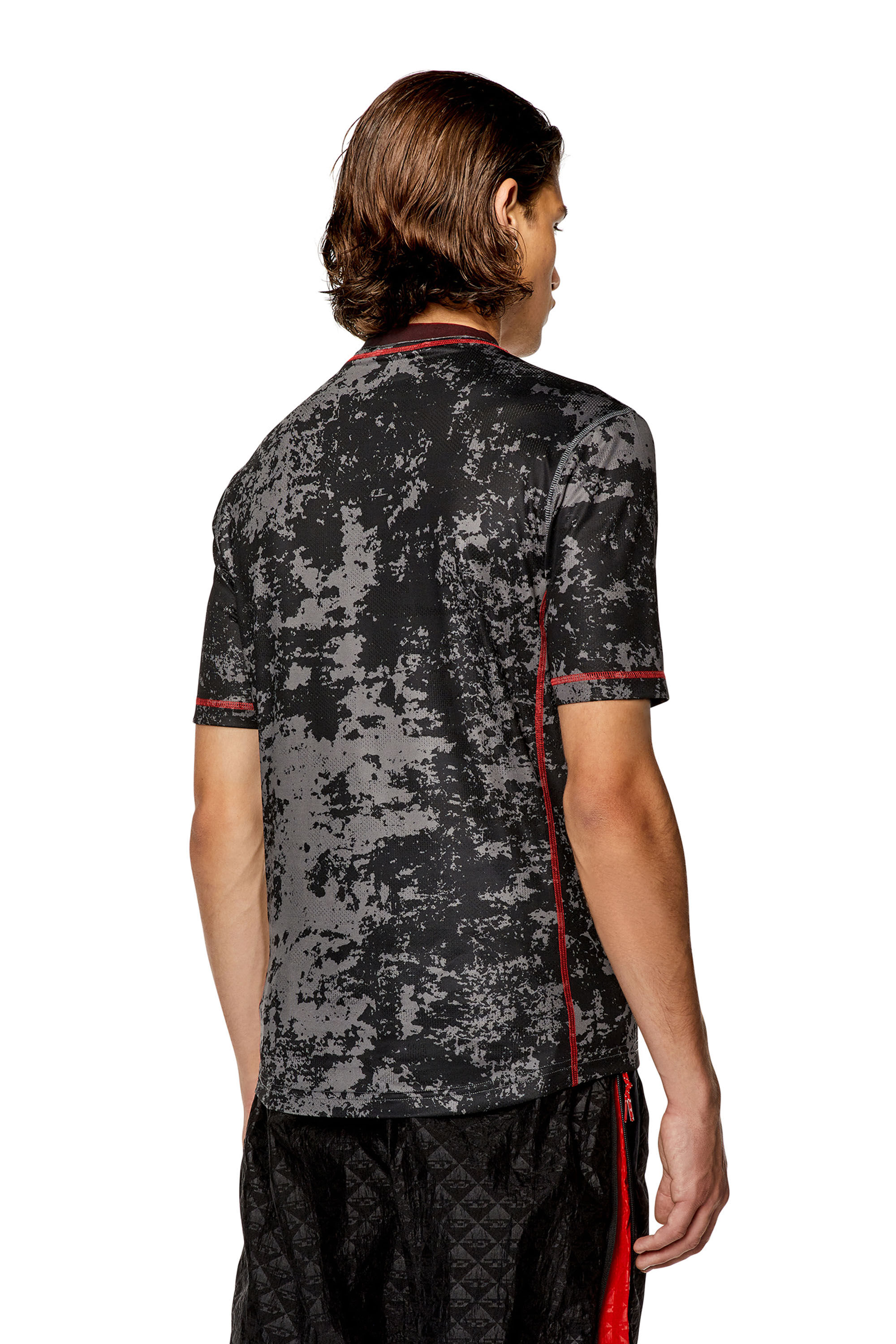 Diesel - AMTEE-GAEL-WT28, Man Camo-jacquard T-shirt with cloudy print in Black - Image 4