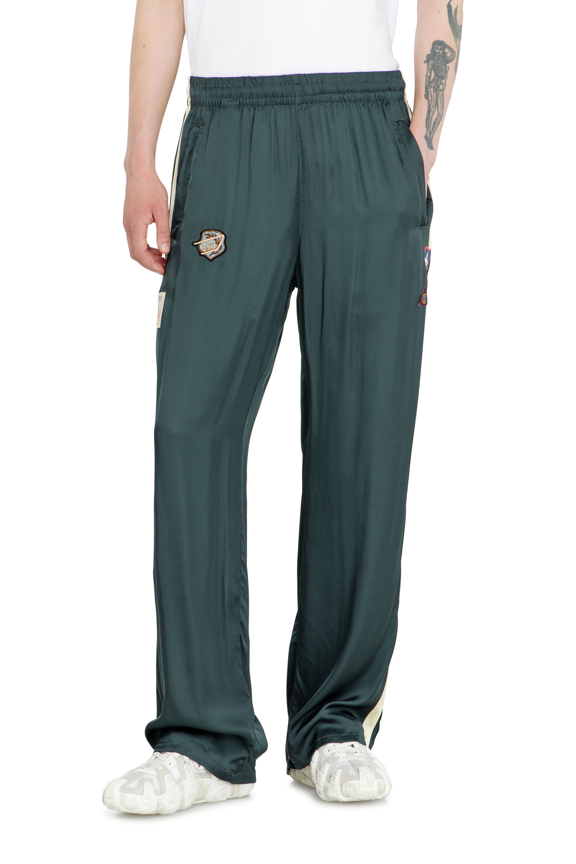 Diesel - P-ANNU, Man's Satin track pants with patches in null - 3