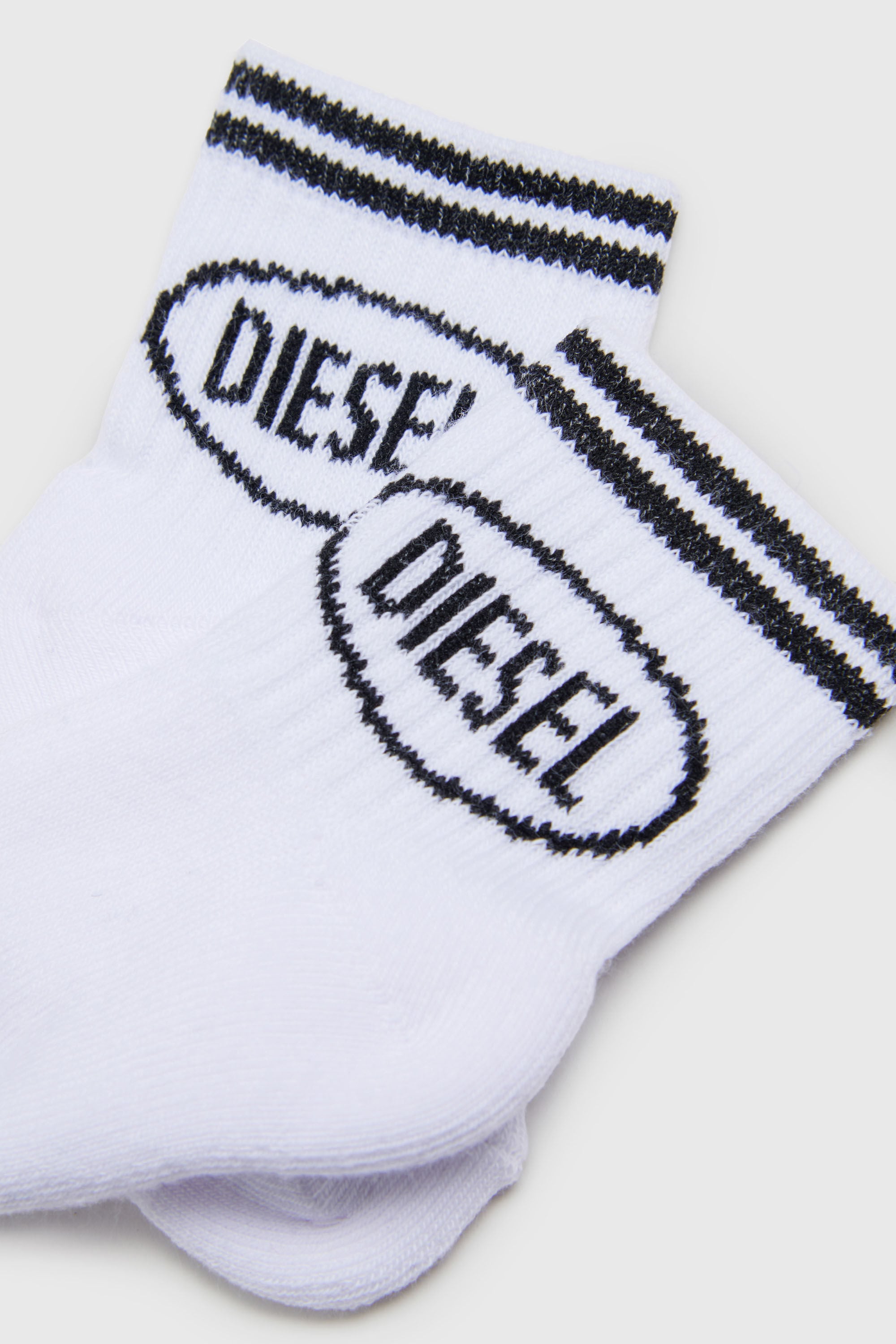 Diesel - ZOLPYB, Unisex's Cotton socks with striped cuffs in White/Black - 2