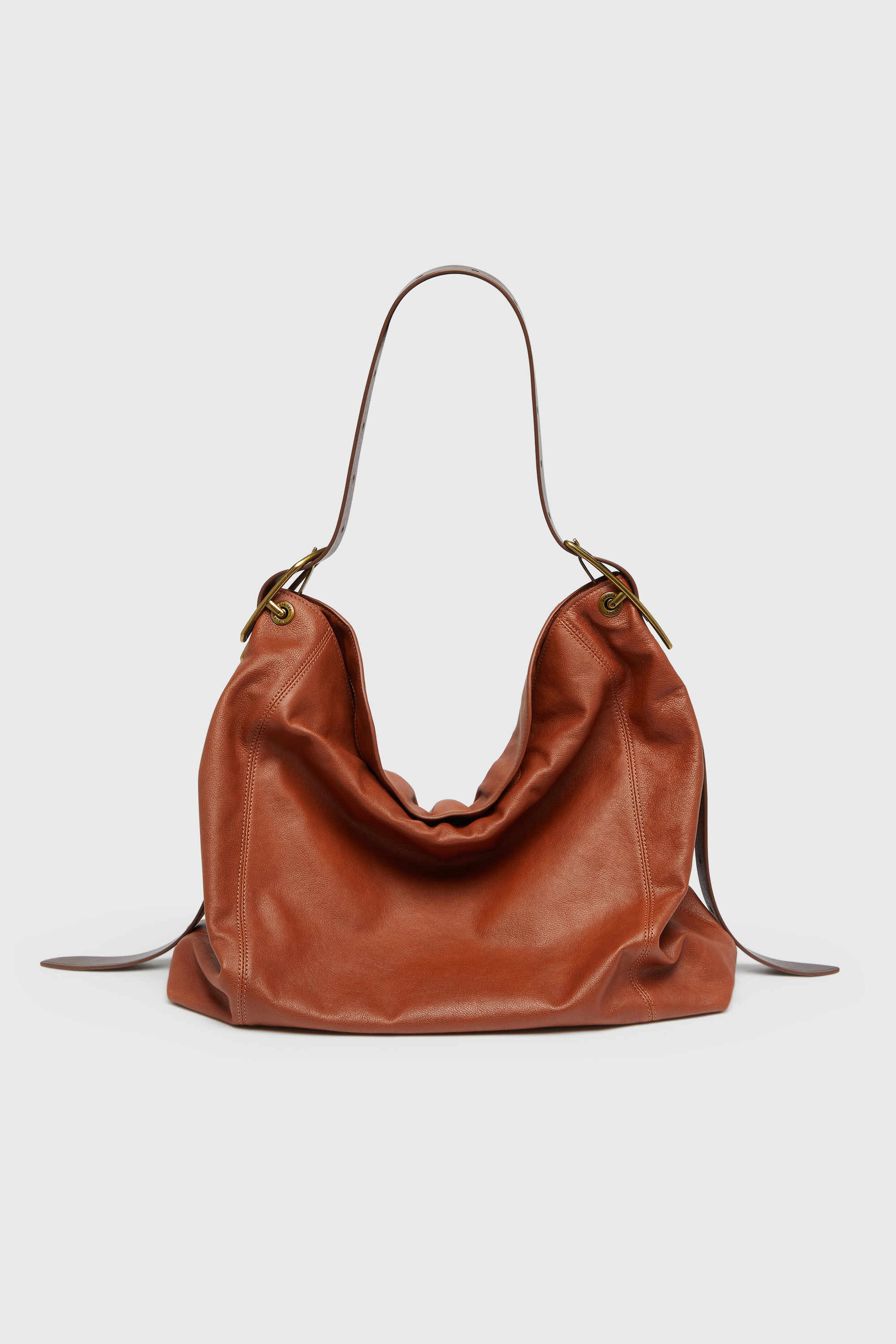 Diesel - D-LINE HOBO L, Woman's D-Line-Hobo bag in shiny leather in Brown - 7