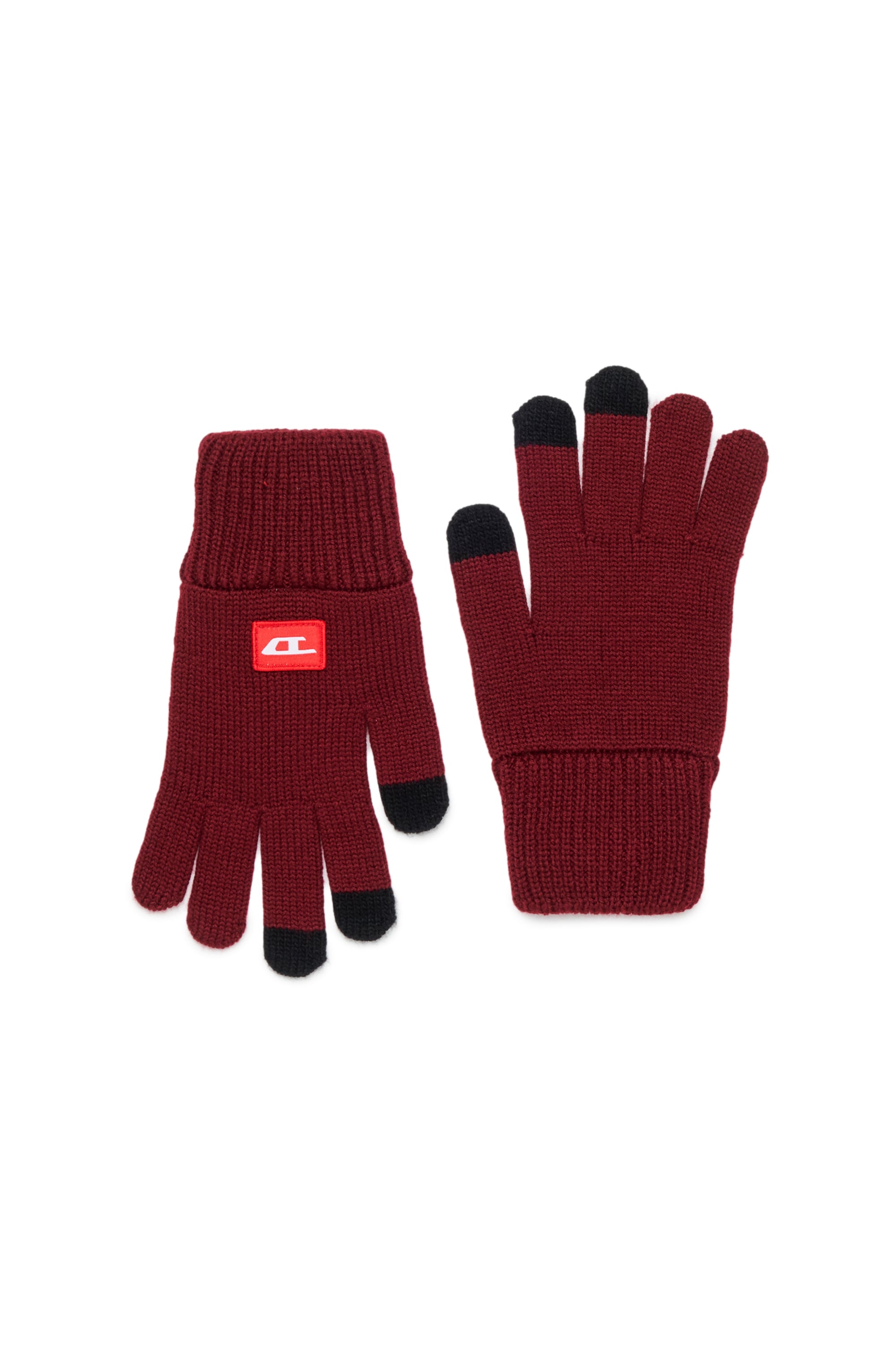 Diesel - NLOT, Unisex's Touchscreen gloves in wool-blend knit in Red - 1