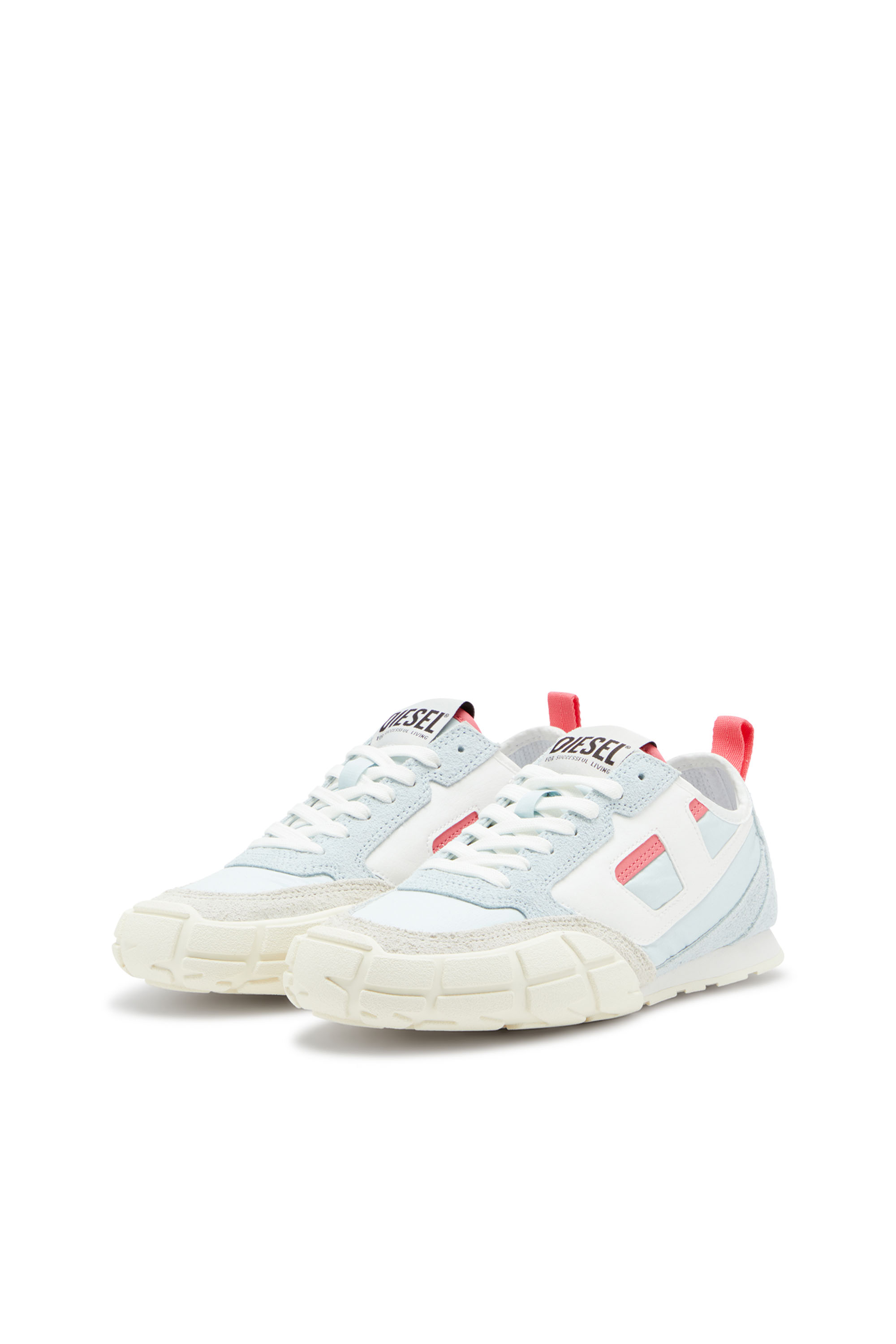 Diesel - S-PAGODHA LOW W, Woman's S-Pagodha-Sneakers in leather, suede and ripstop in Light Blue - 8