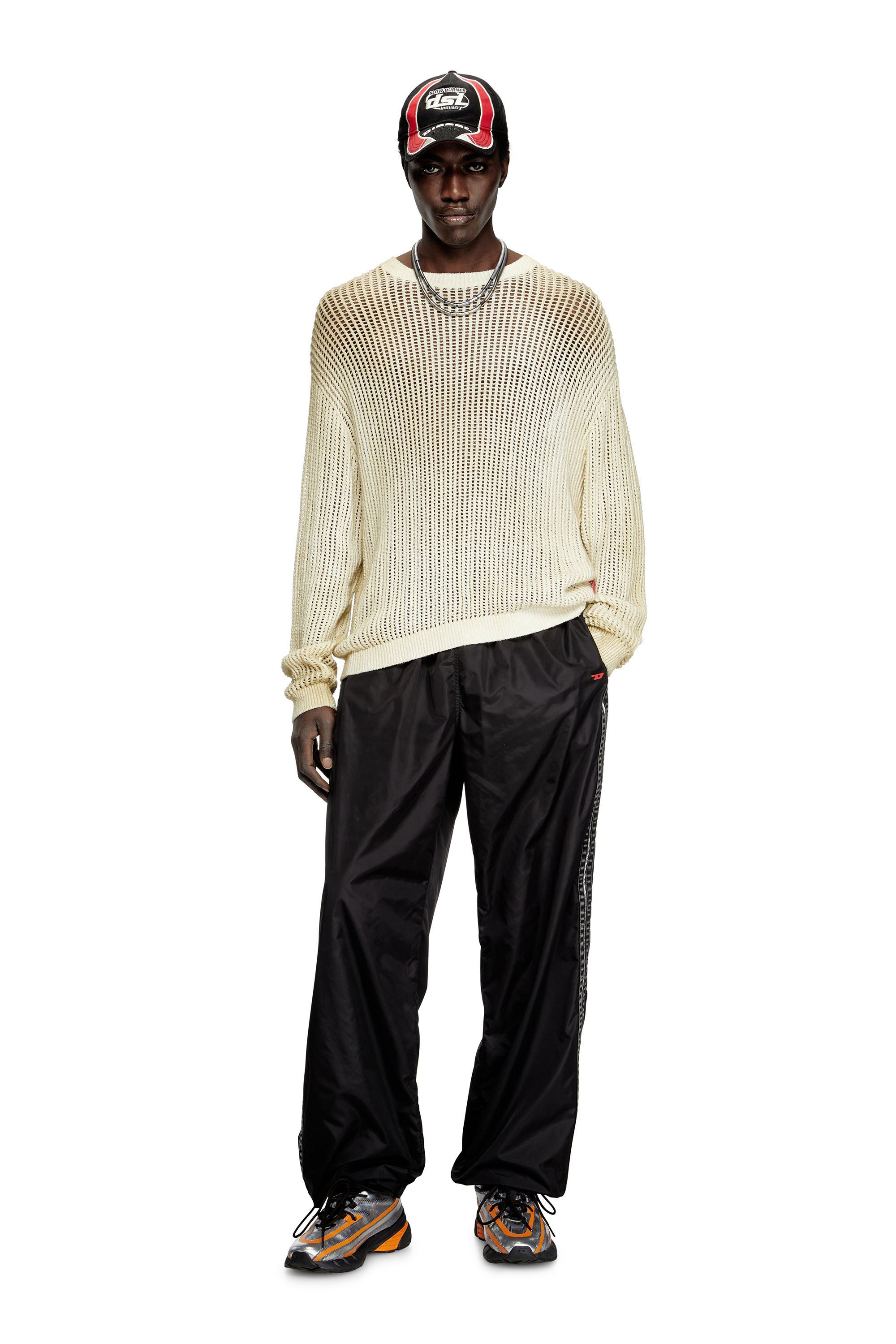 Diesel - K-SKUAT, Man's Open-knit jumper with distressed effect in null - 2