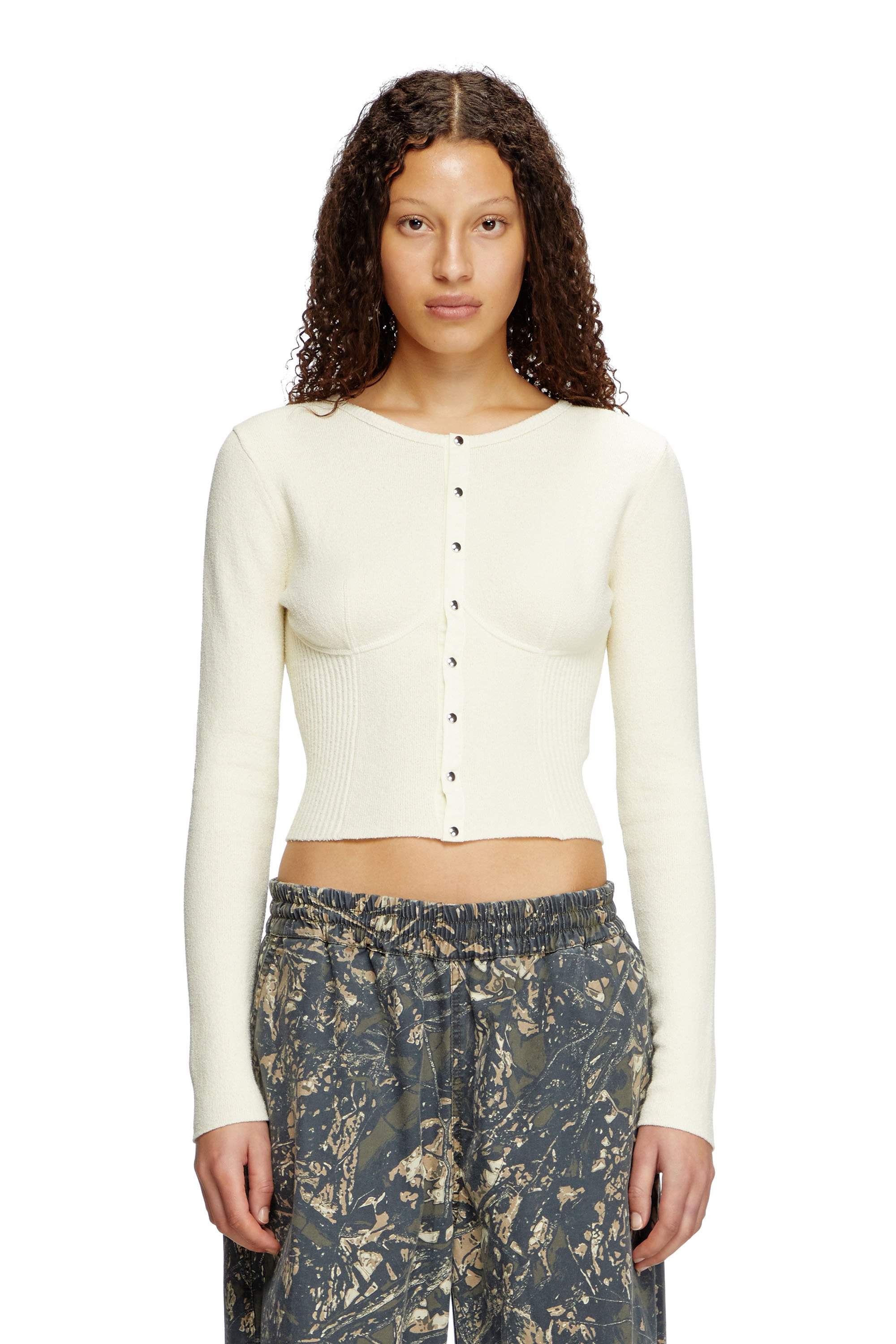 Diesel - M-LESTA, Woman's Bustier-effect cropped cardigan in null - 1