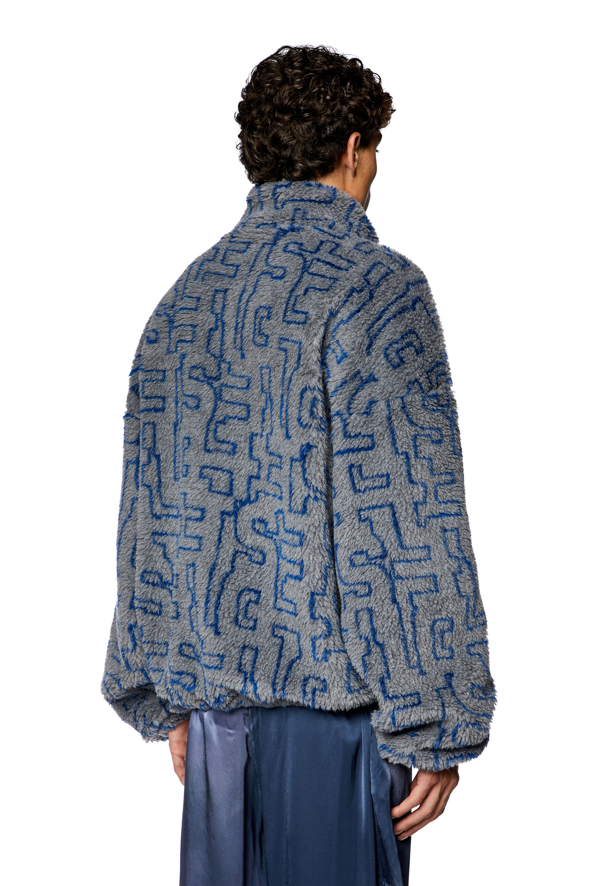 Diesel - S-LUCK, Man Teddy fleece jacket with Diesel monogram in Grey - Image 4
