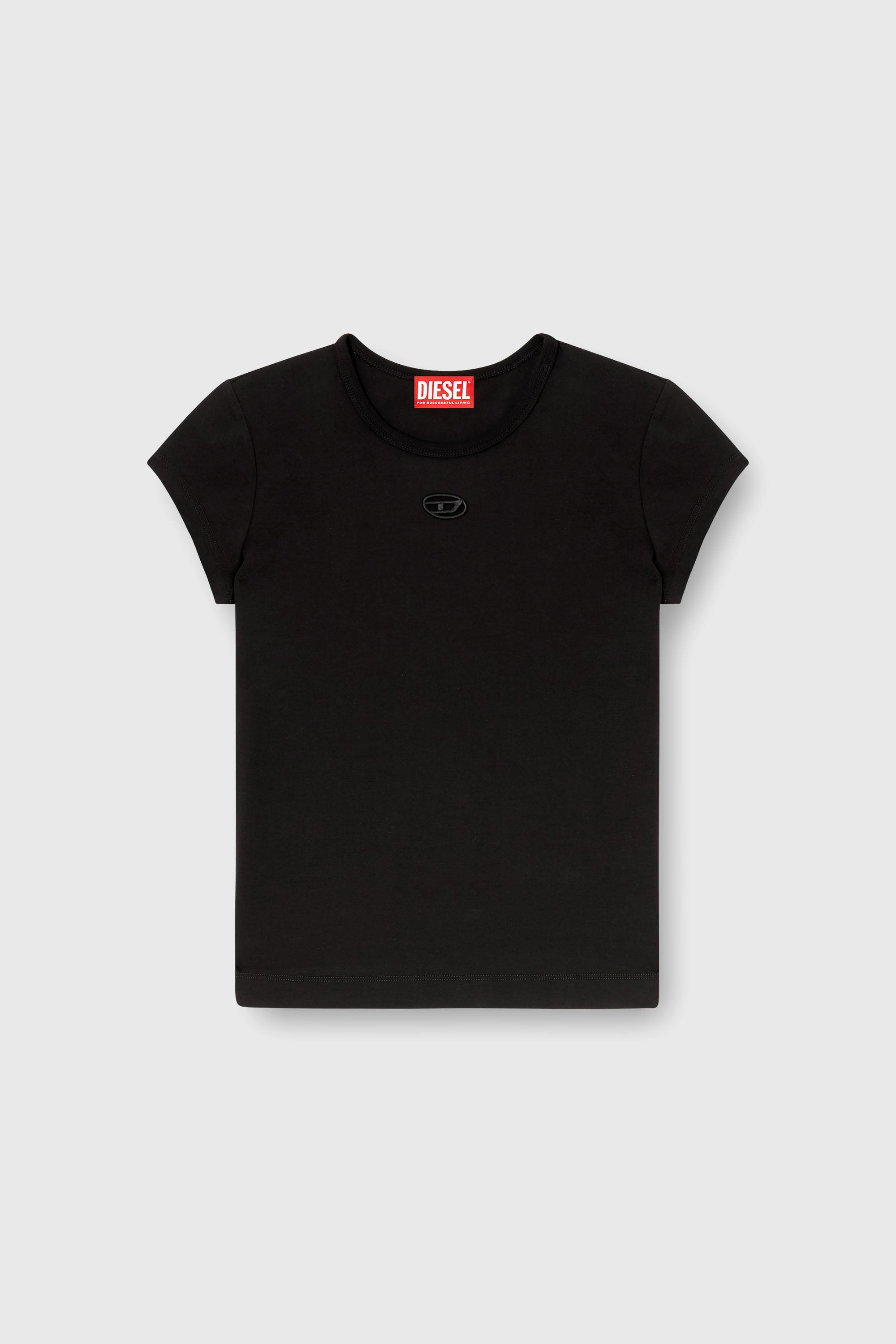 Diesel - T-ANGIE-OD, Woman's T-shirt with cut-out embroidered logo in Black - 2